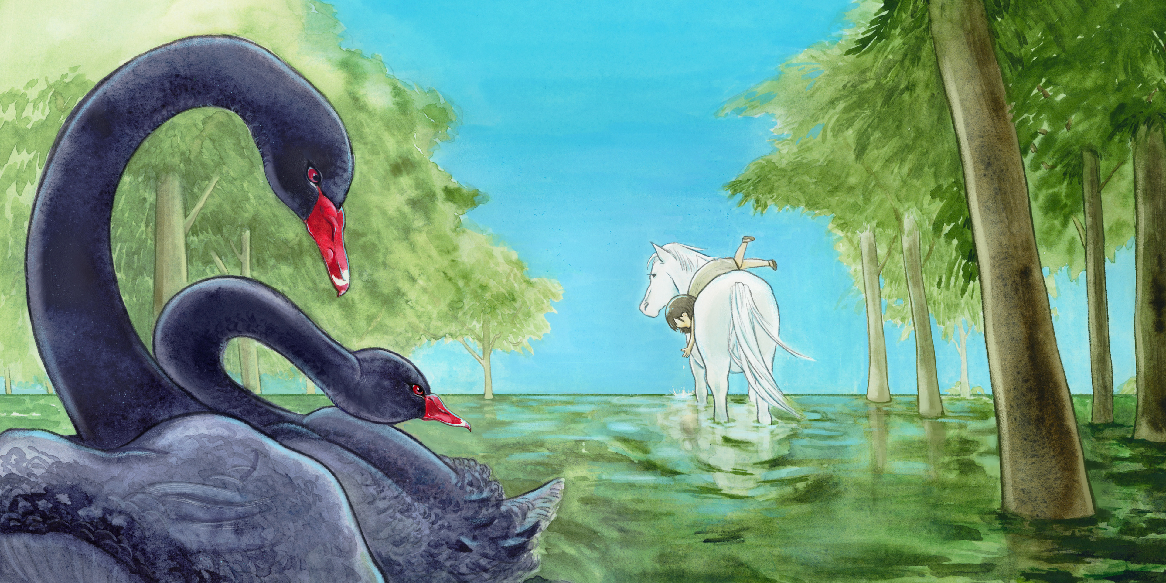 [Drowning Horse] Children's Book Illustration #4, 20 x 10in