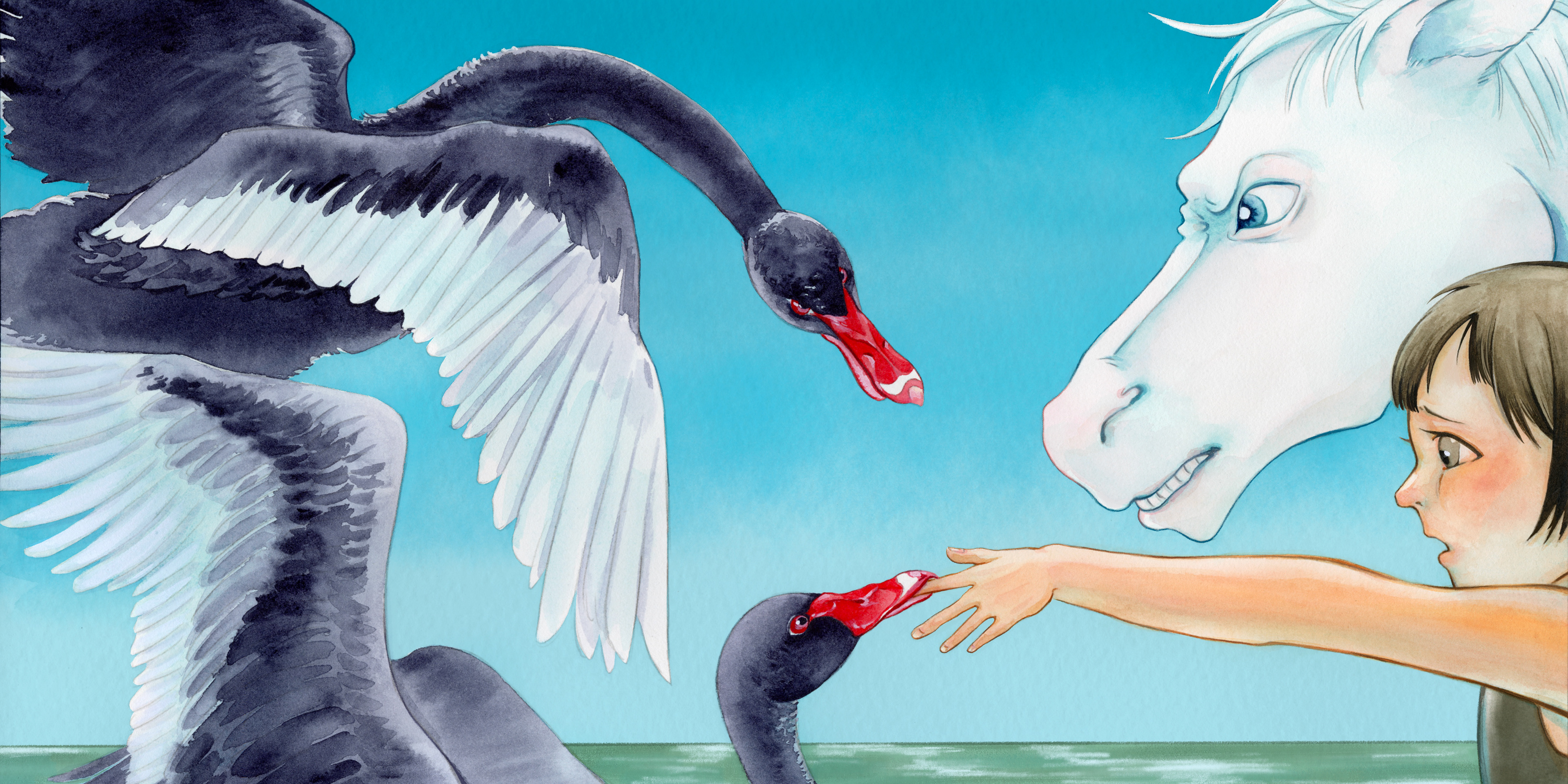[Drowning Horse] Children's Book Illustration #5, 20 x 10in