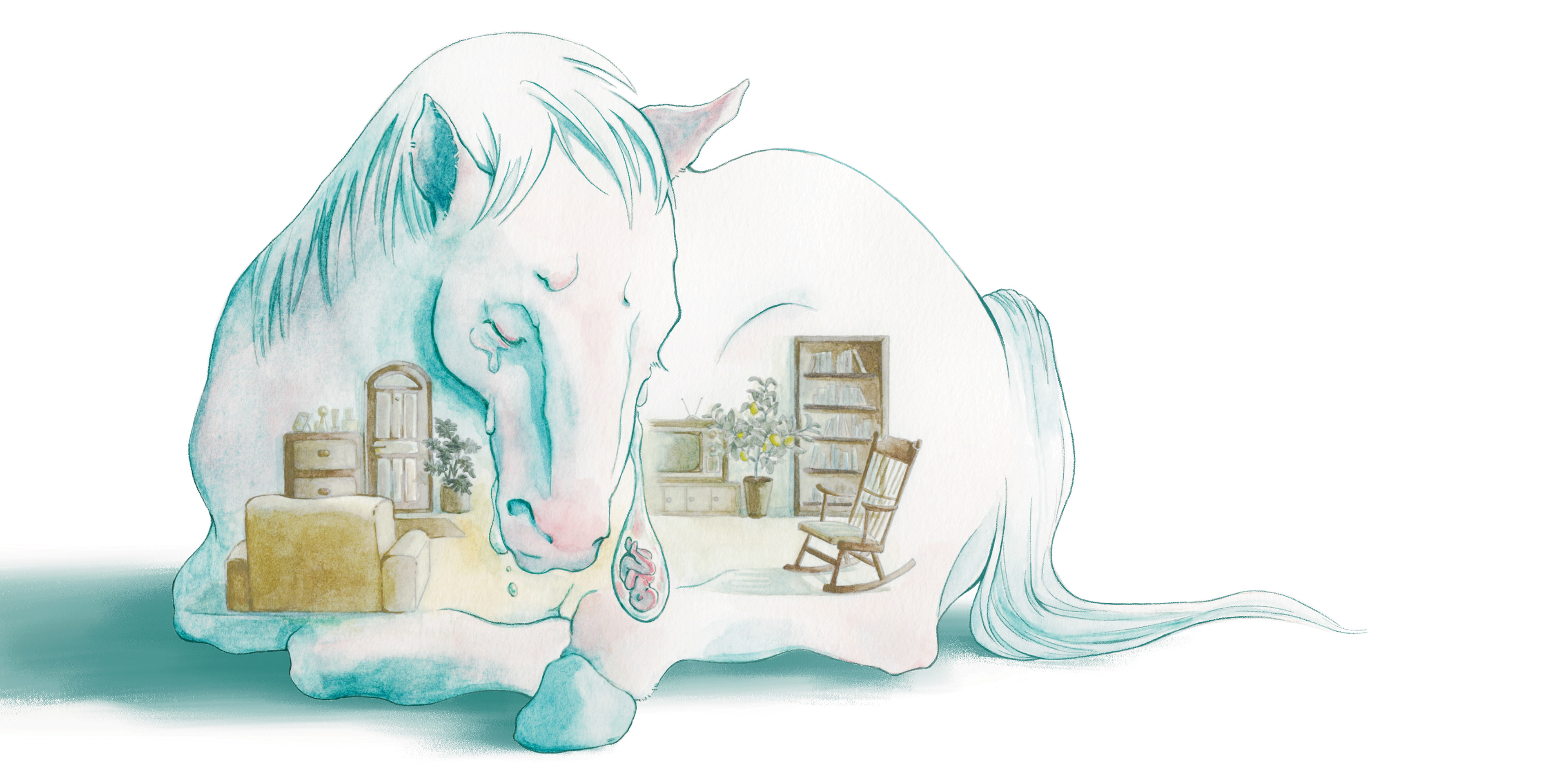 [Drowning Horse] Children's Book Illustration #1, 20 x 10in