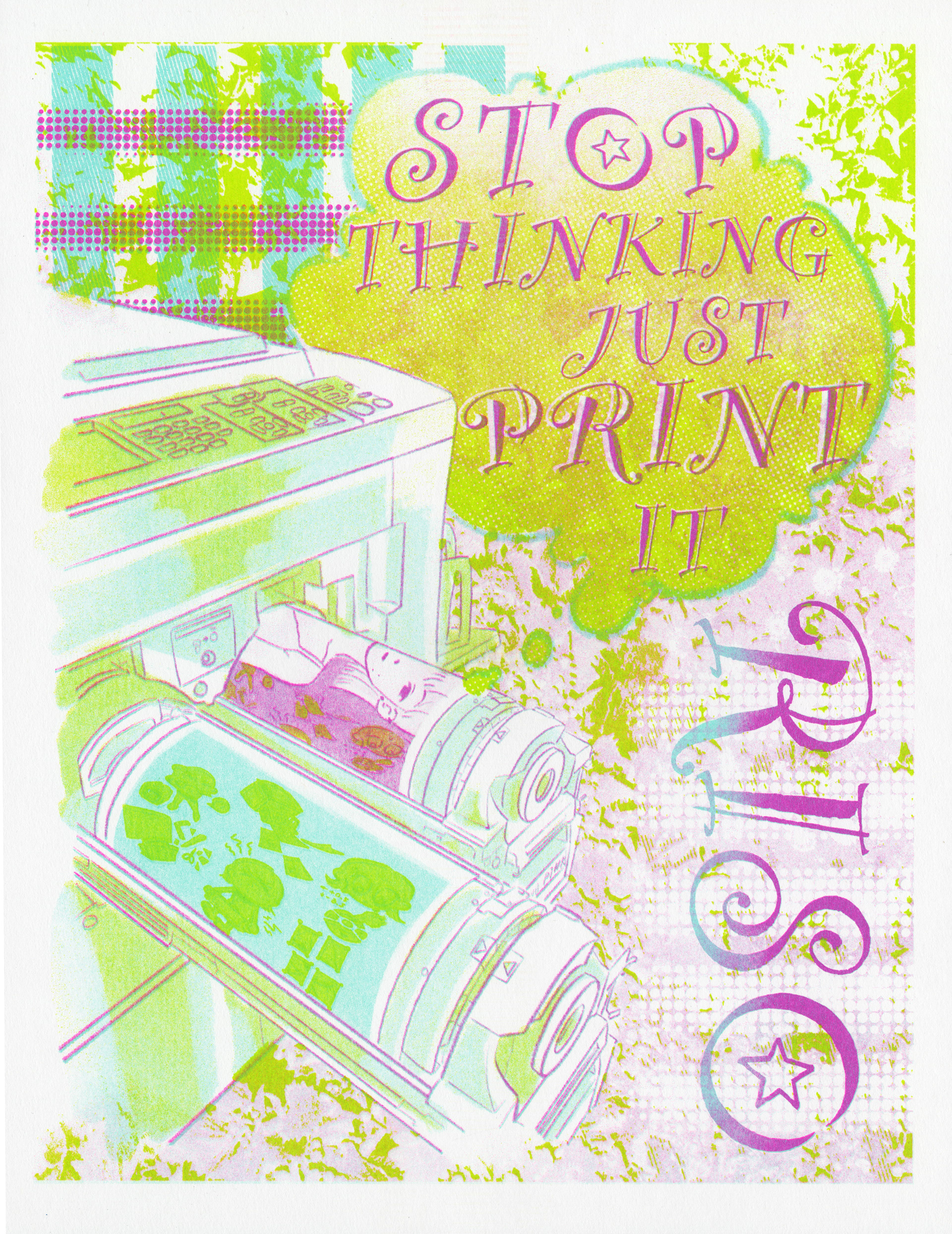 RISO Poster, 8.5"x11", Risograph, 3 colors, 11.18.2025