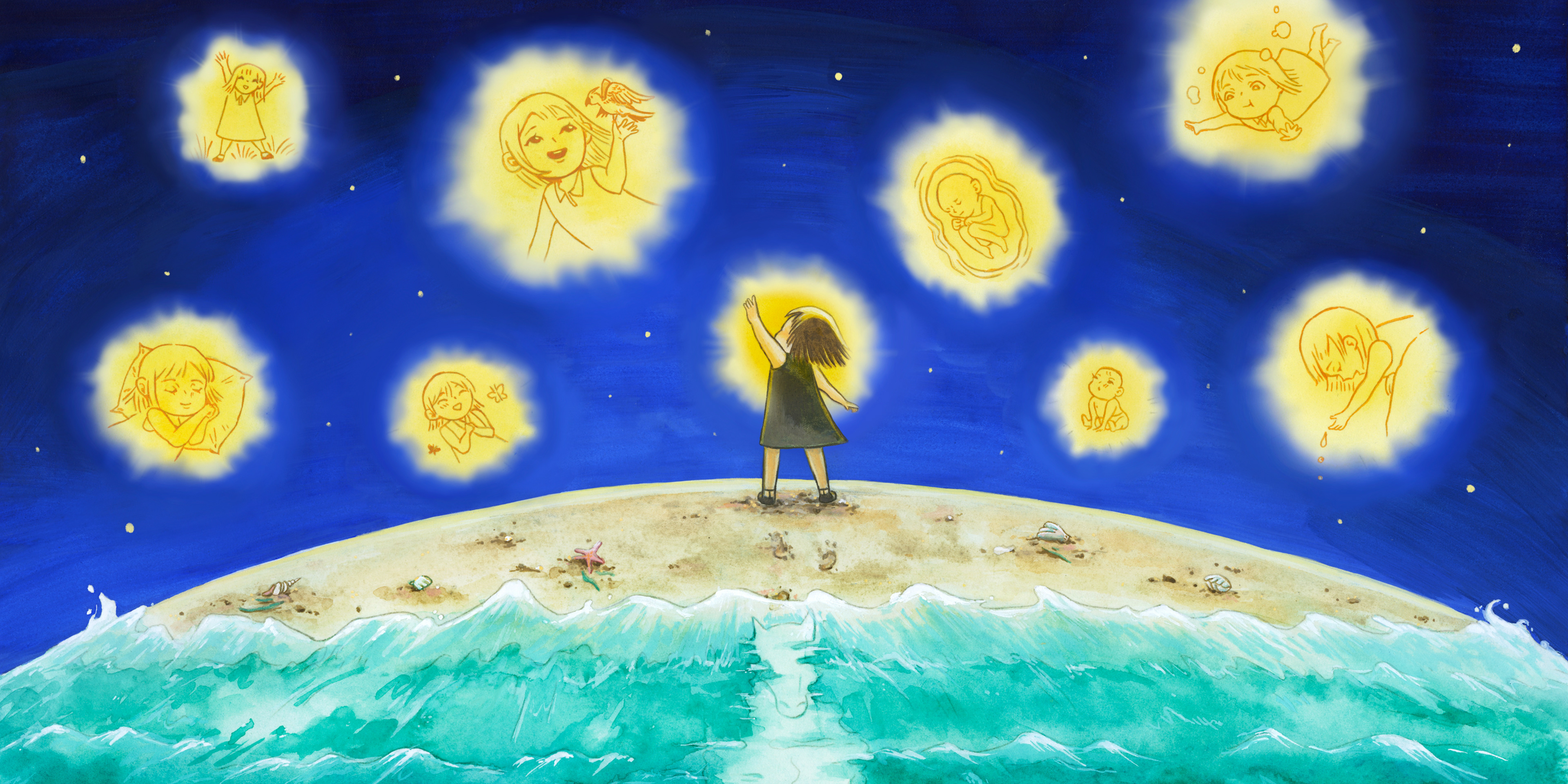 [Drowning Horse] Children's Book Illustration #8, 20 x 10in