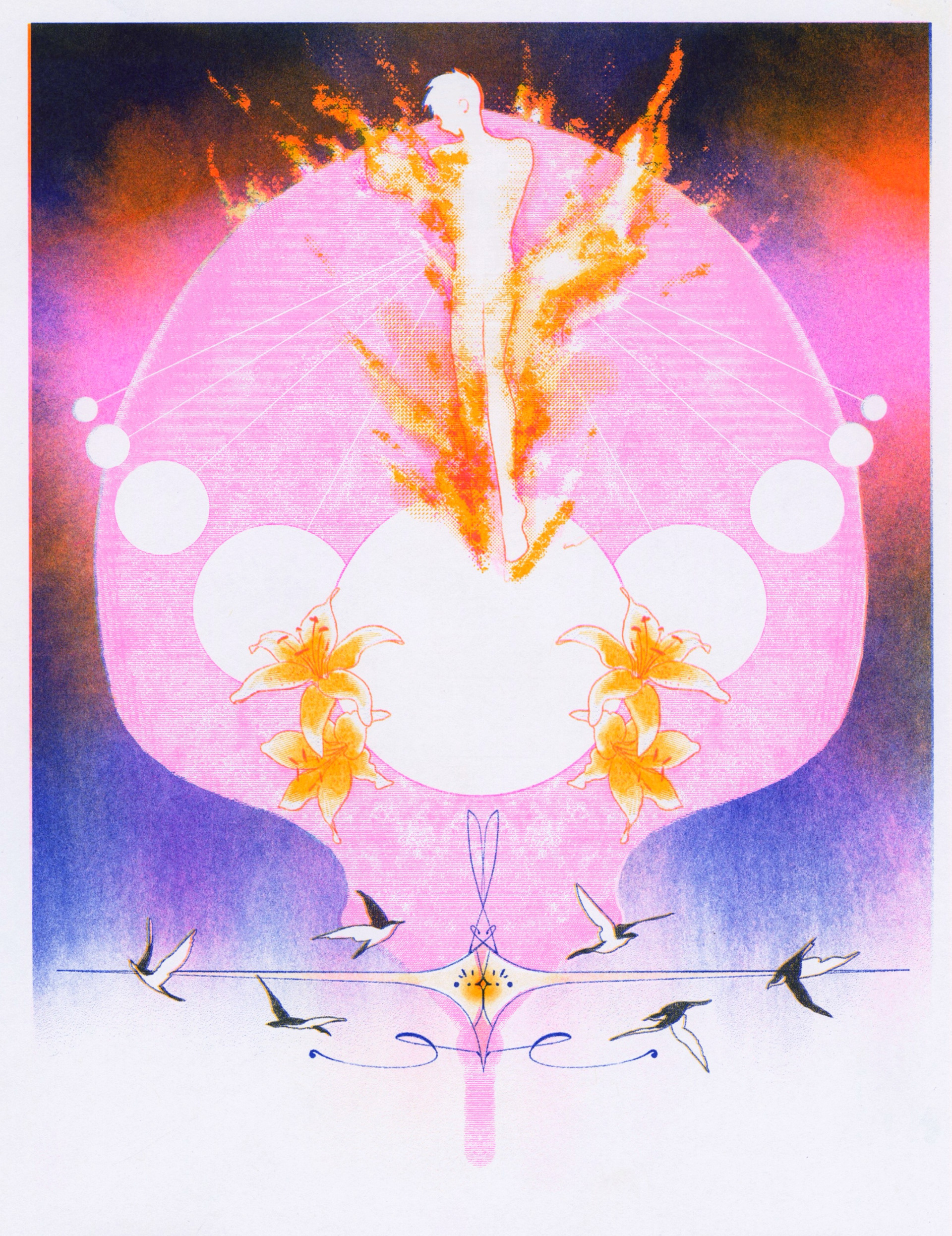 Death Was Coming, 8.5" x 11", Risograph, 3 colors, 9.29.2025