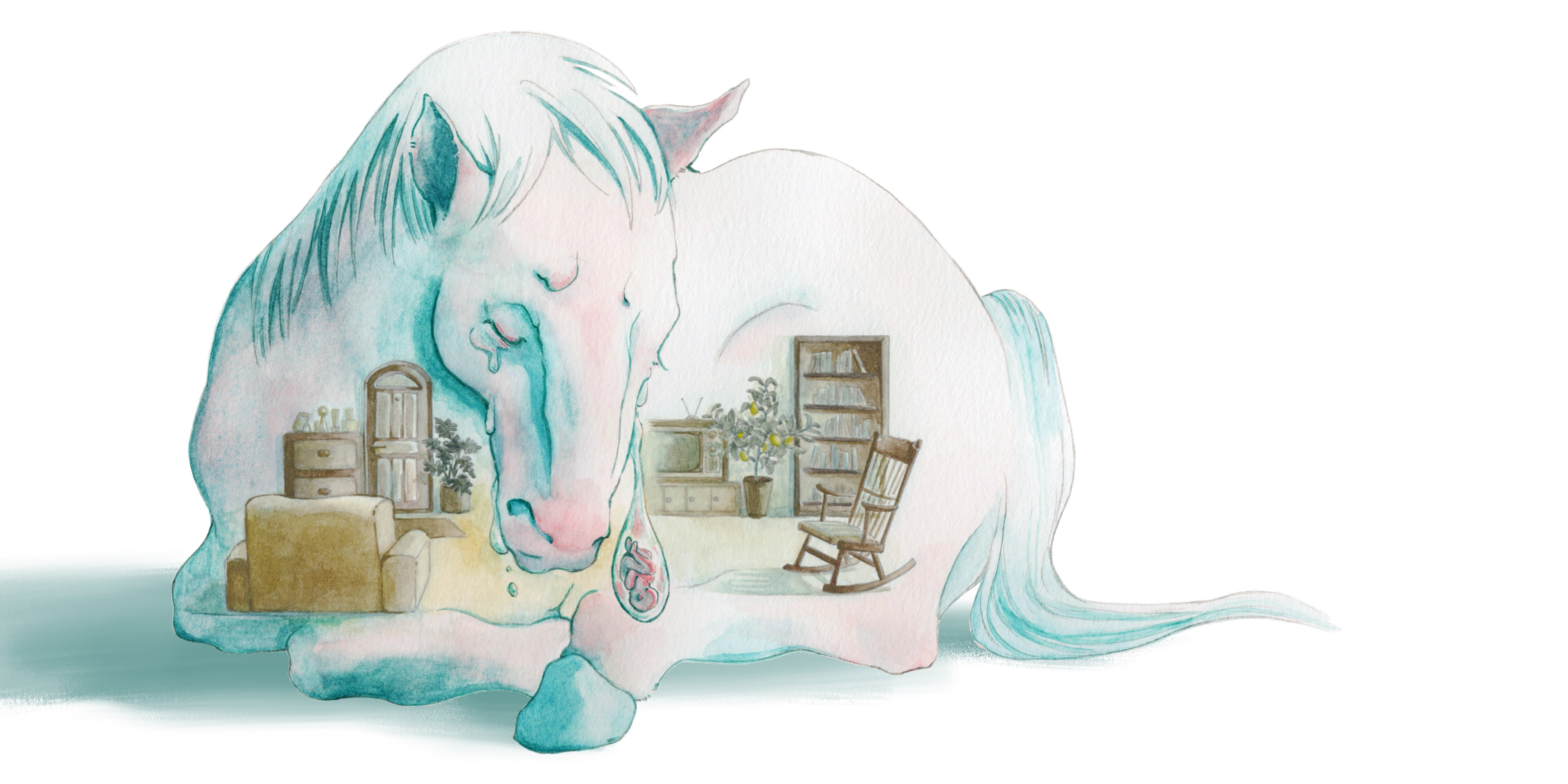 [Drowning Horse] Children's Book Illustration #1, 20 x 10in