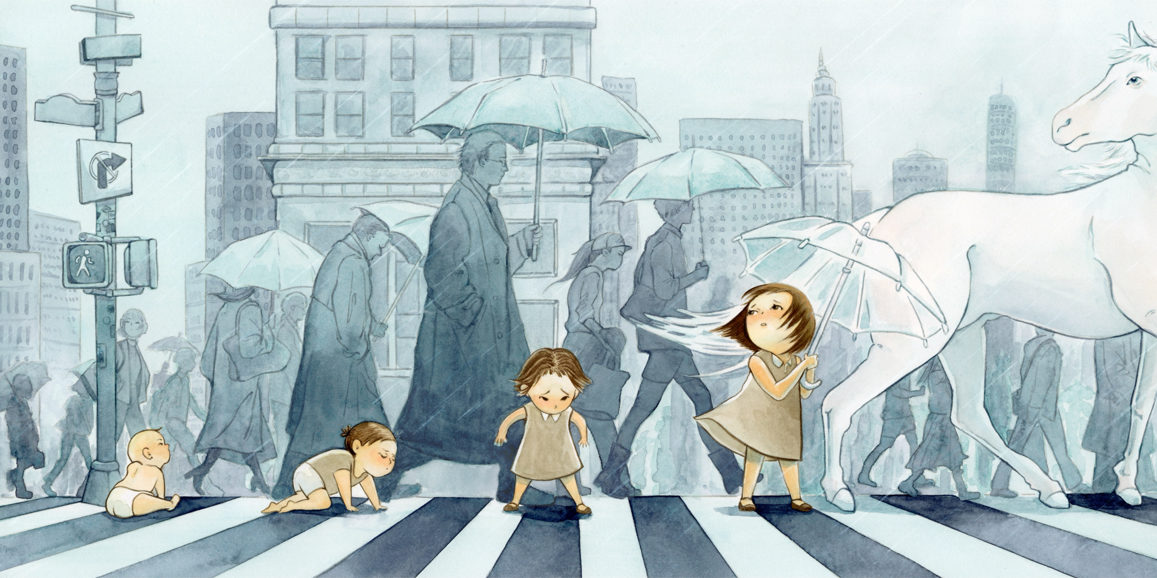 [Drowning Horse] Children's Book Illustration #2, 20 x 10in