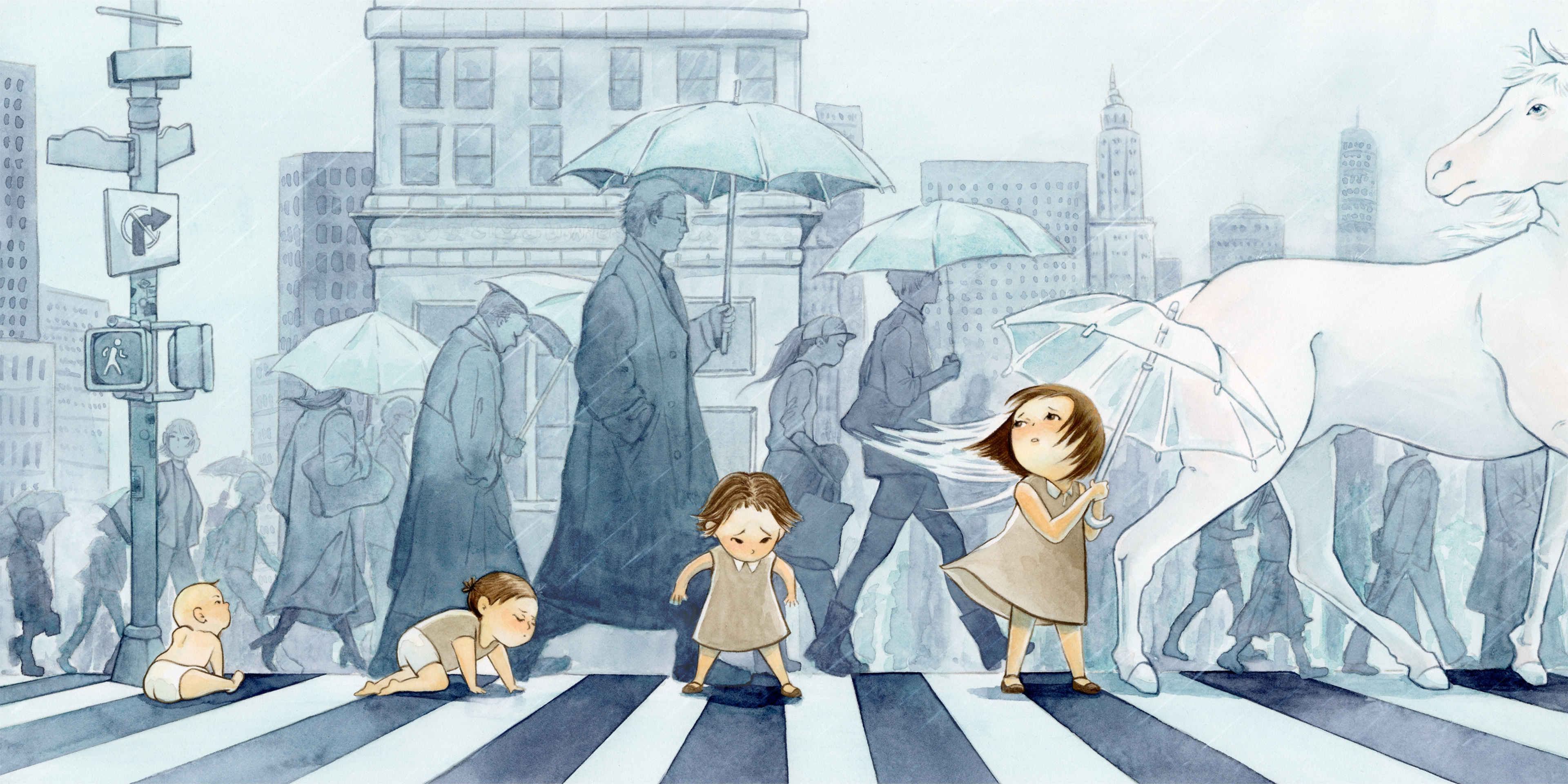 [Drowning Horse] Children's Book Illustration #2, 20 x 10in