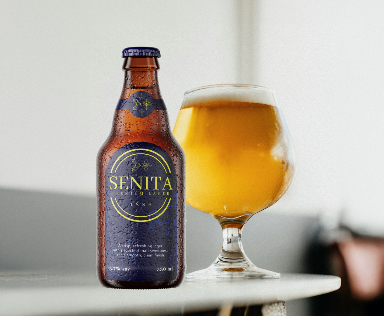 In order to pivot away from the cheap lager connotations of Foster's, I completely overhauled the visual language and tone of voice of the brand towards a much more sophisticated style. For example, ditching the cheap cans for a much more unique and elegant glass bottle.