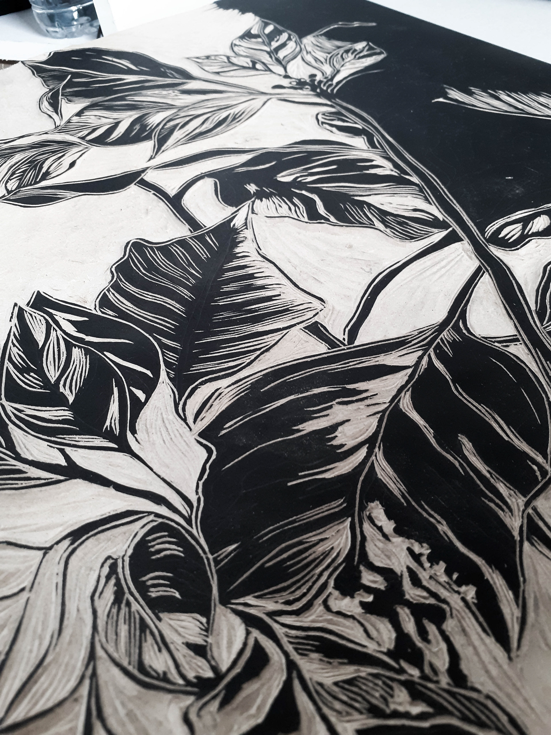 Raquel Ferreira, detalhe de matriz de xilogravura, 2021