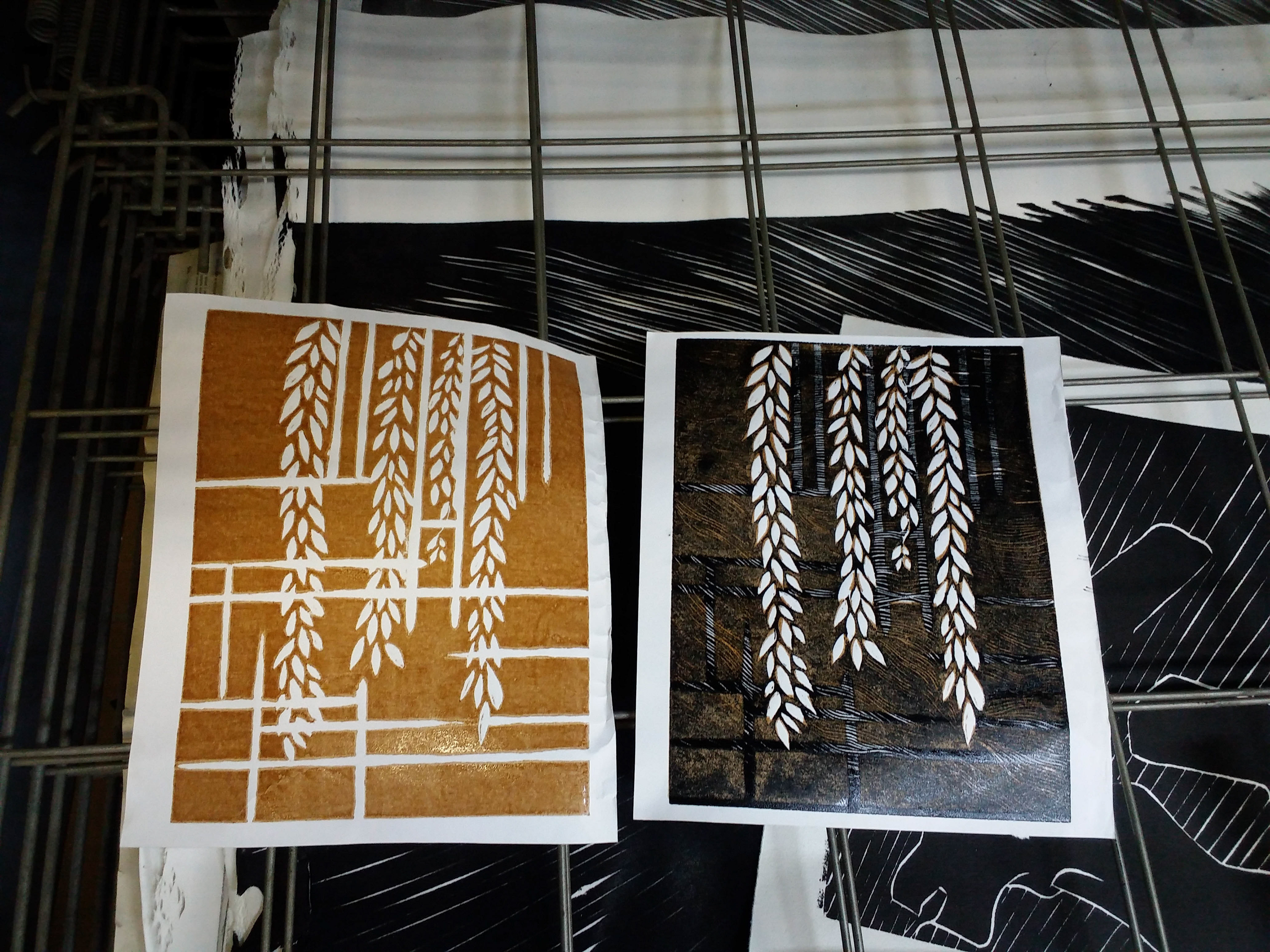 Raquel Ferreira, detalhe de impressão de xilogravura, 2020