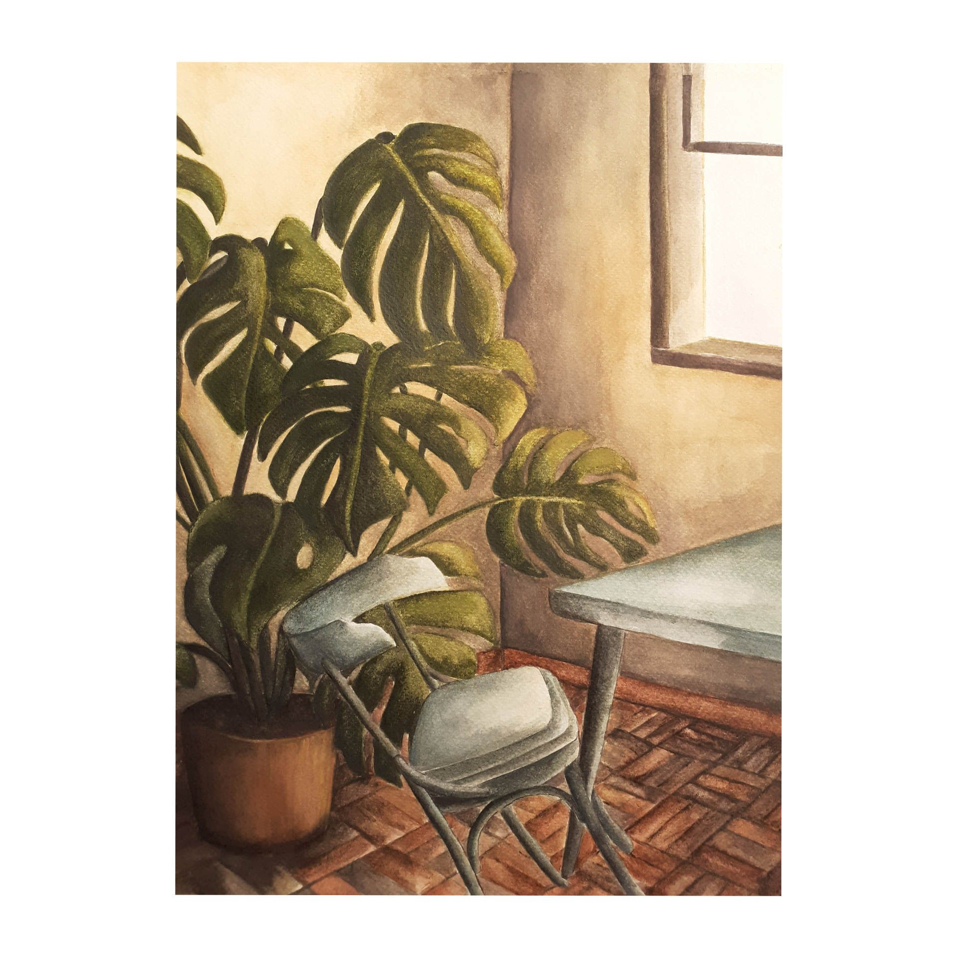 Raquel Ferreira, aquarela sobre papel, 2020 - "Ambiente imaginário" 35x30cm
