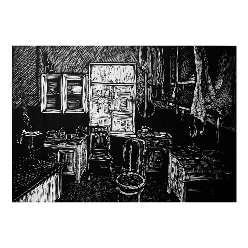 Raquel Ferreira, xilogravura sobre papel, 2018 - "Sem título" 69x48cm