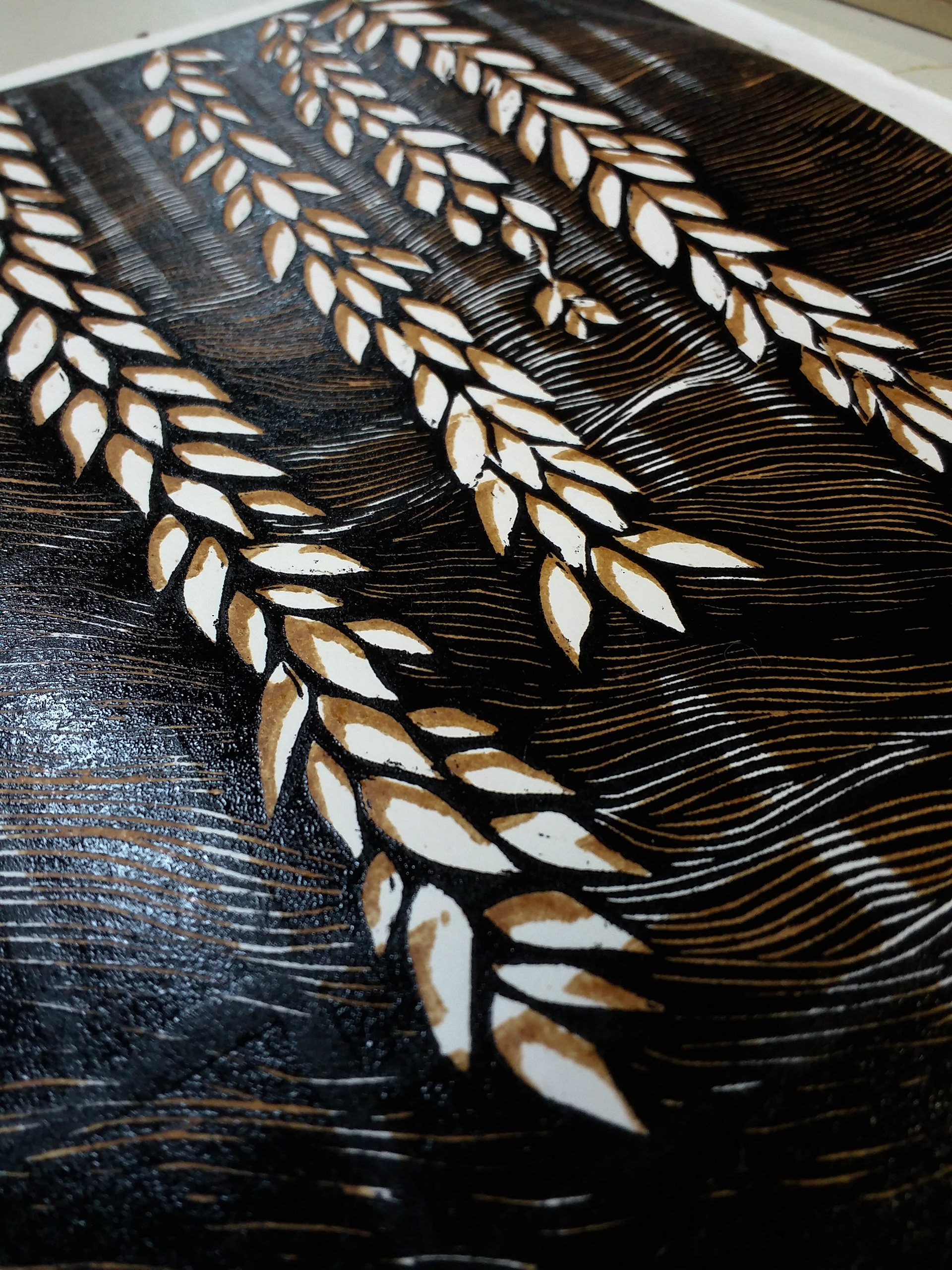Raquel Ferreira, detalhe de impressão de xilogravura, 2020