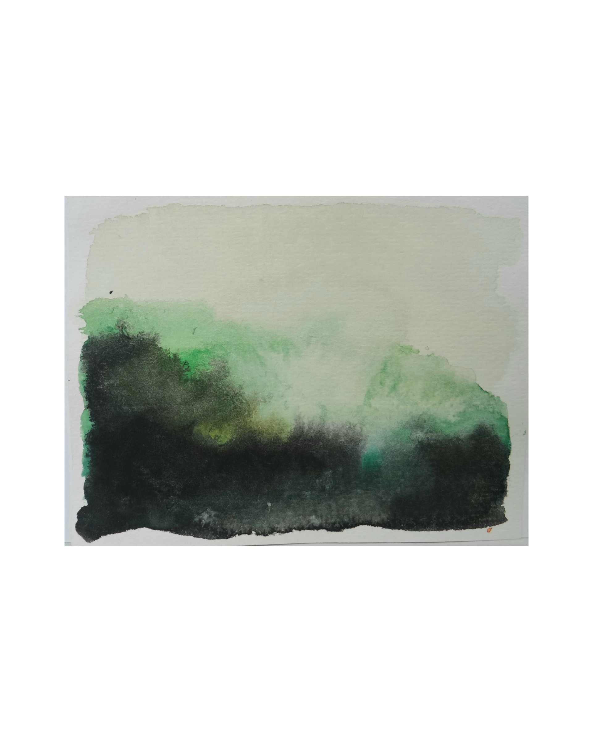 Raquel Ferreira, aquarela sobre papel, 2017 - "Verde secundário I" 15x11cm