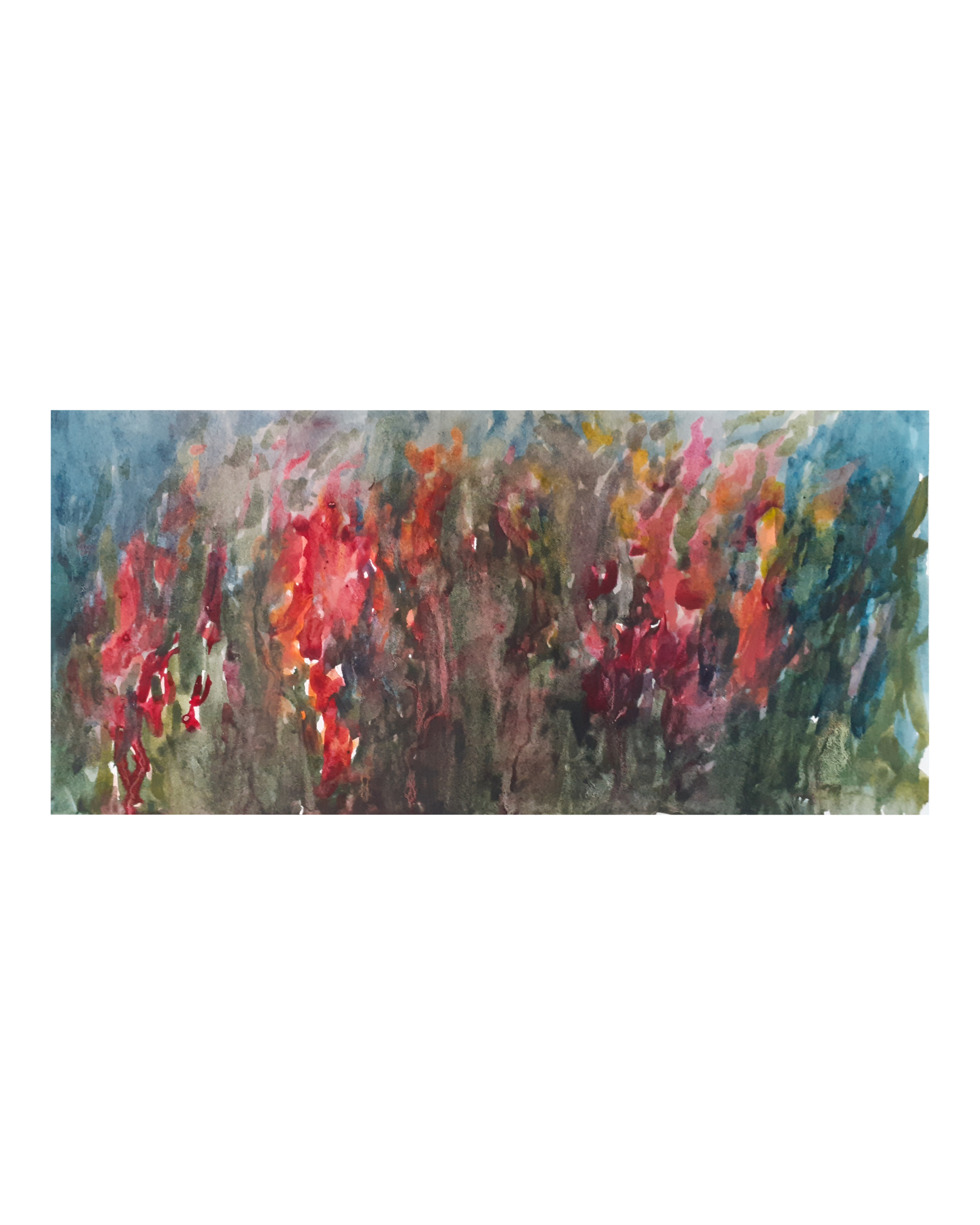 Raquel Ferreira, aquarela sobre papel, 2017 - "Jardim" 27x13cm