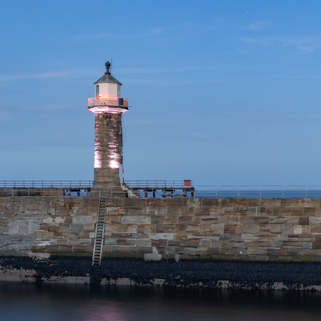 Whitby - west pier lighthouse at night