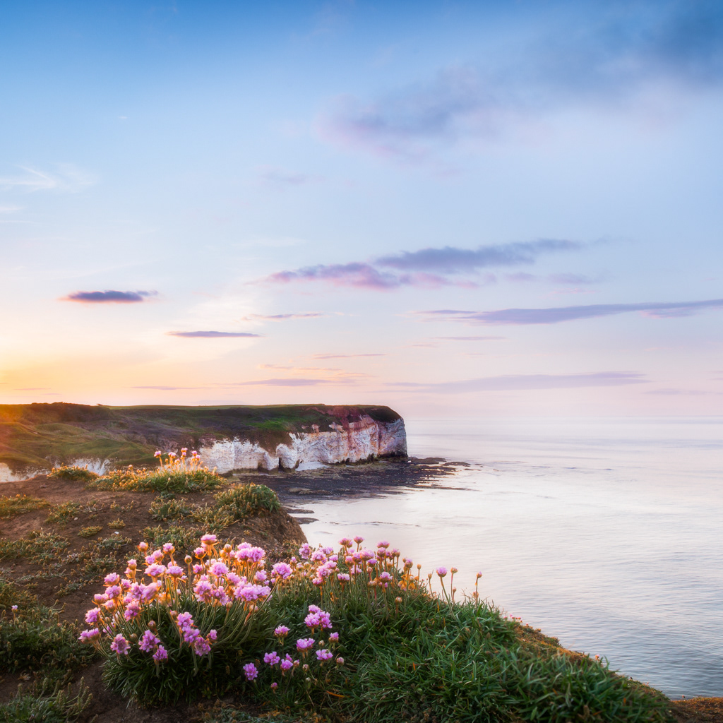 Late light over Flamborough cliffs