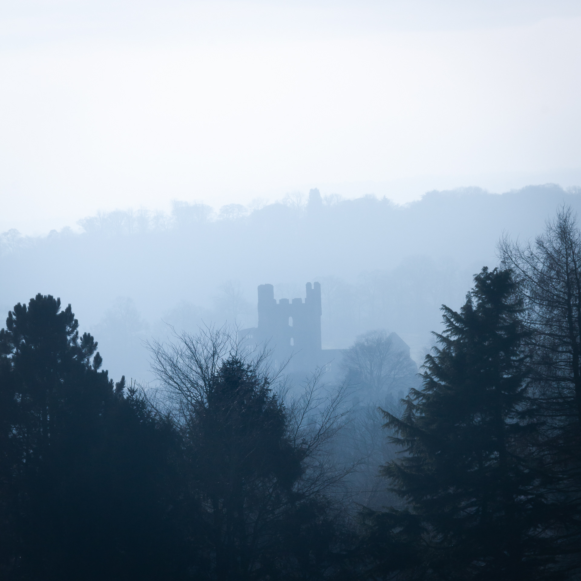 Hazy morning light over Helmsley Castle