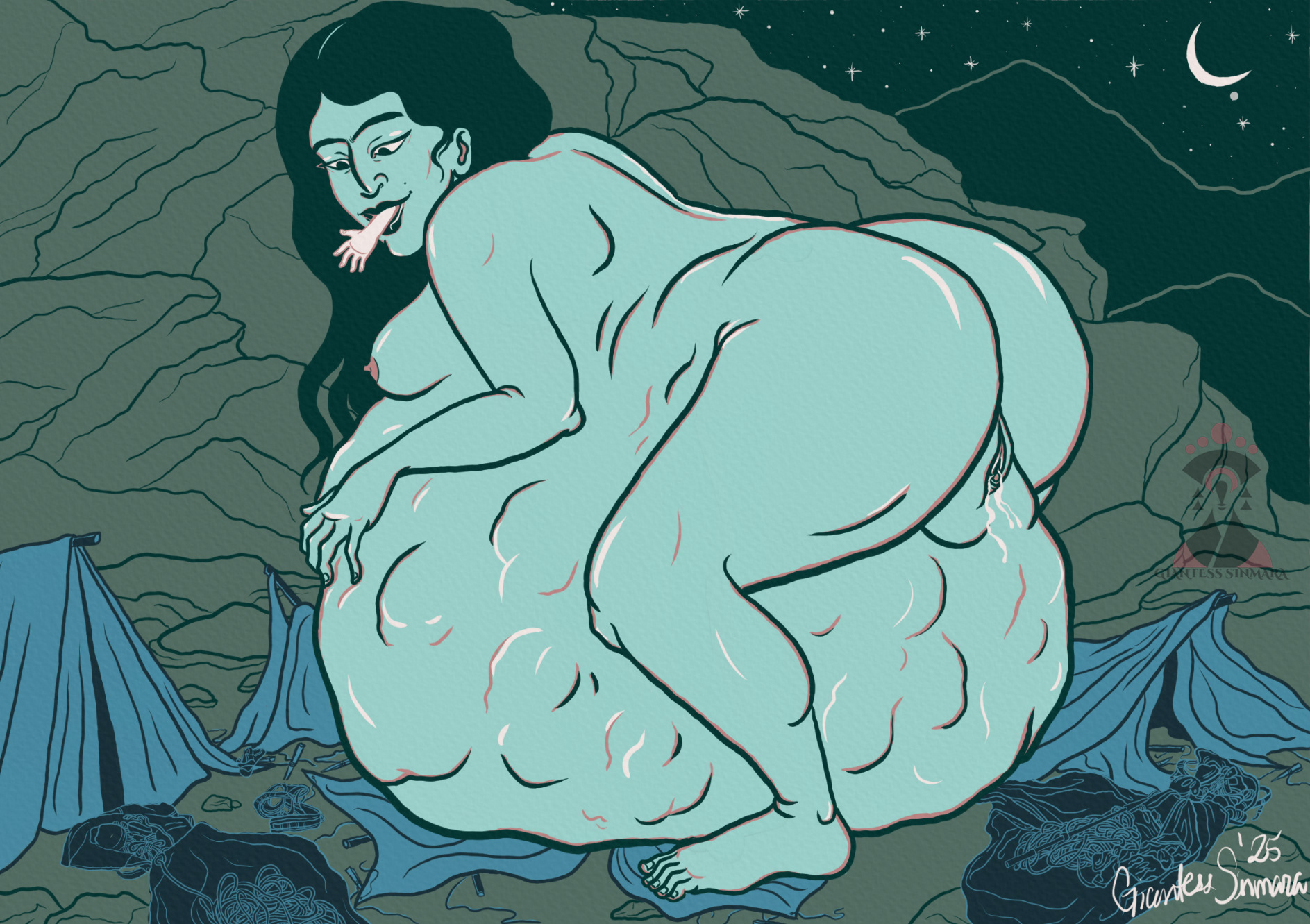 Mountain Giantess Devours Climbing Party