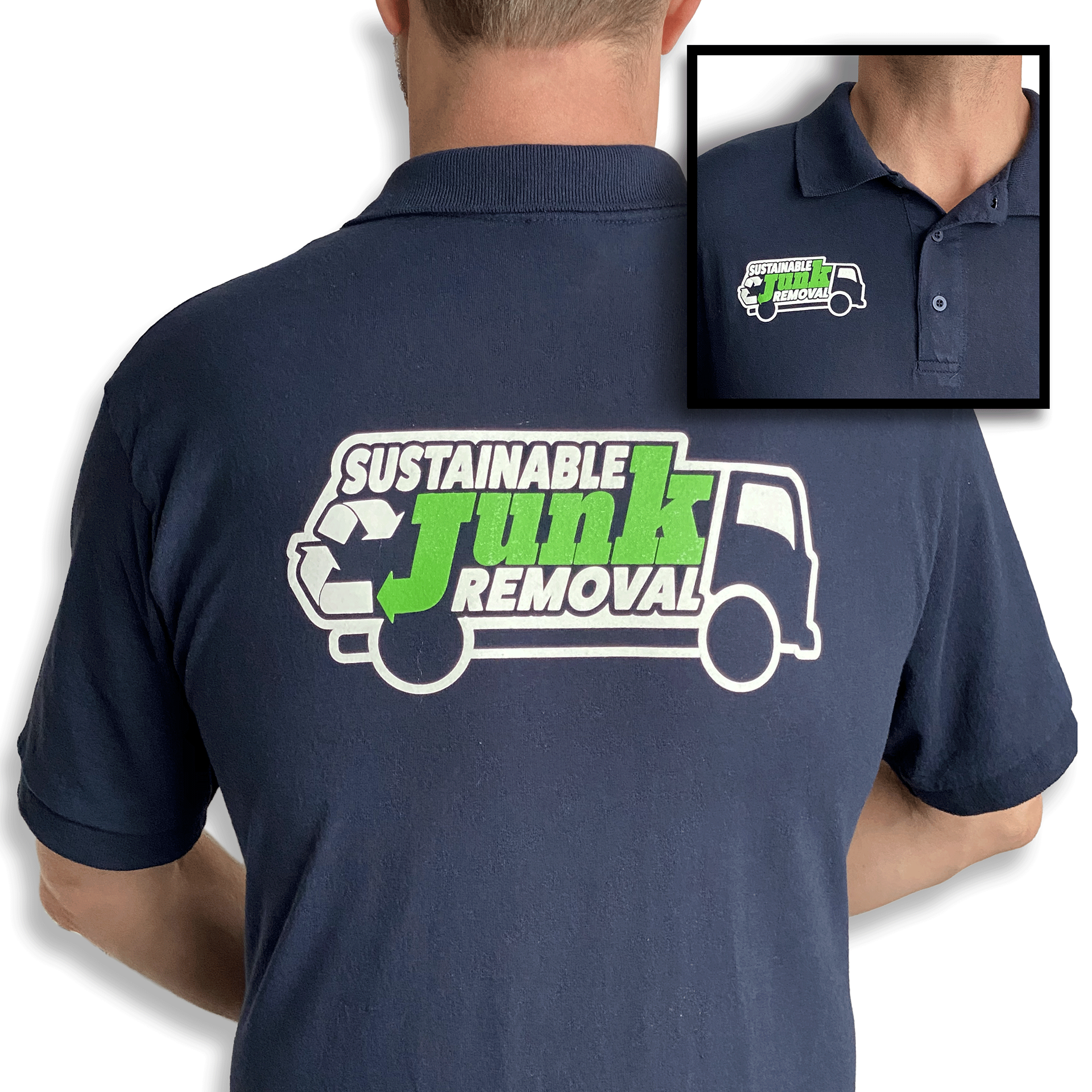 Brian Heinrich Sustainable Junk Removal fleet shirt front and back