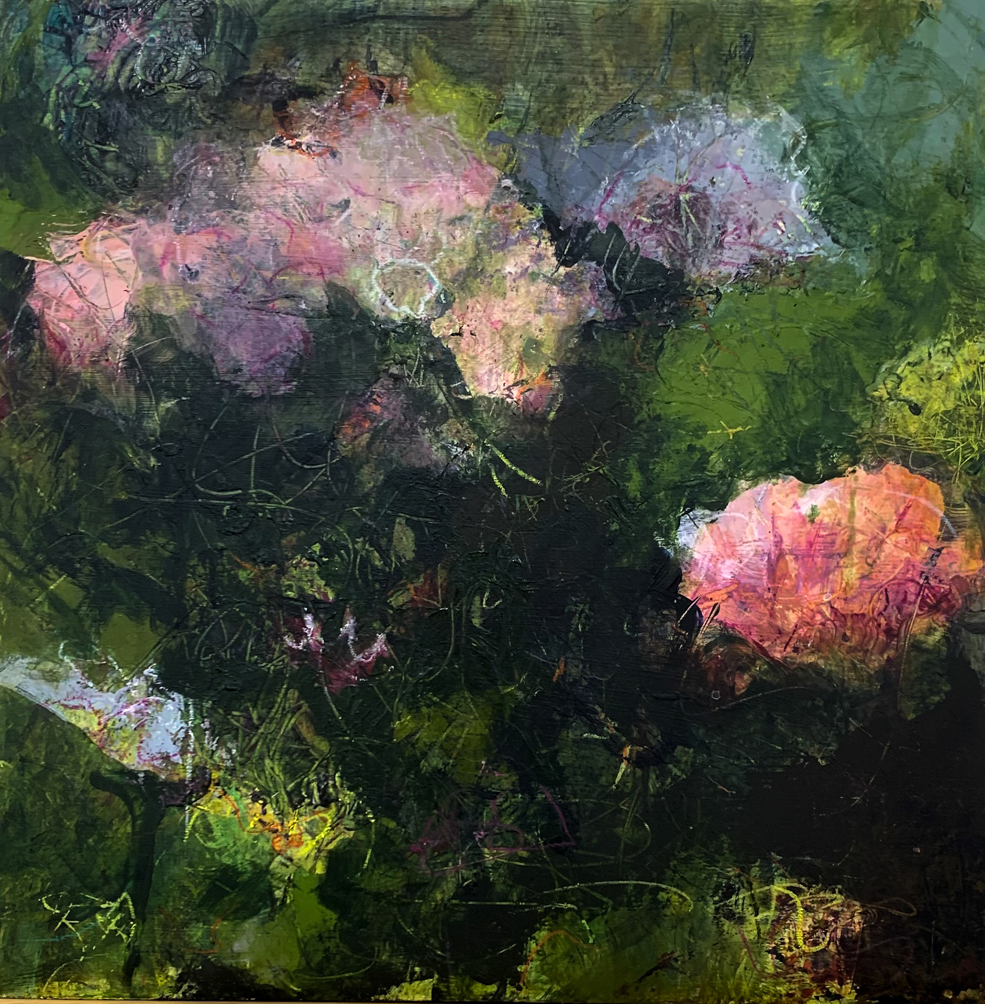 Dusk Acrylic and Mixed Media on Panel 18" x 18"