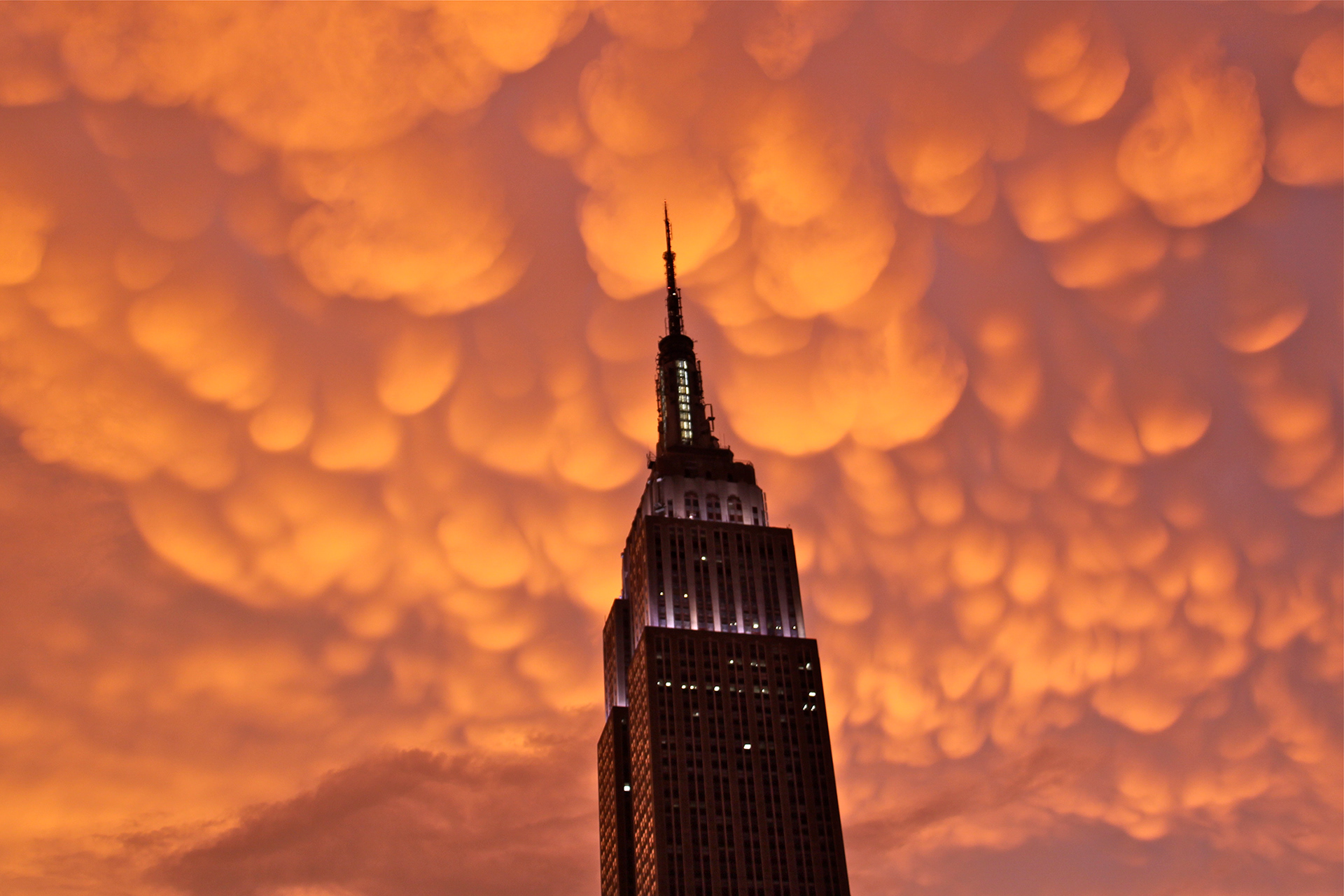 Empire Dreams (capture of once-in-a-lifetime mammatus clouds over Empire State Building at sunset)