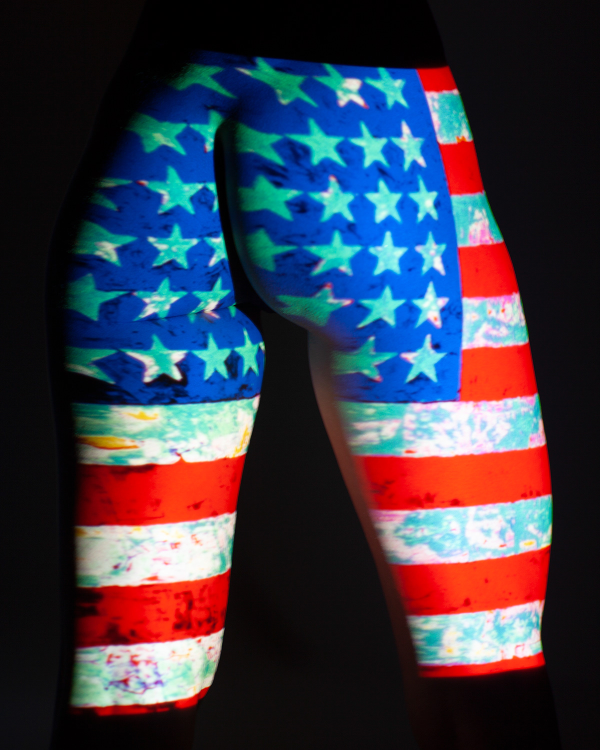 Red & white Grunge American flag Leggings by Mydream