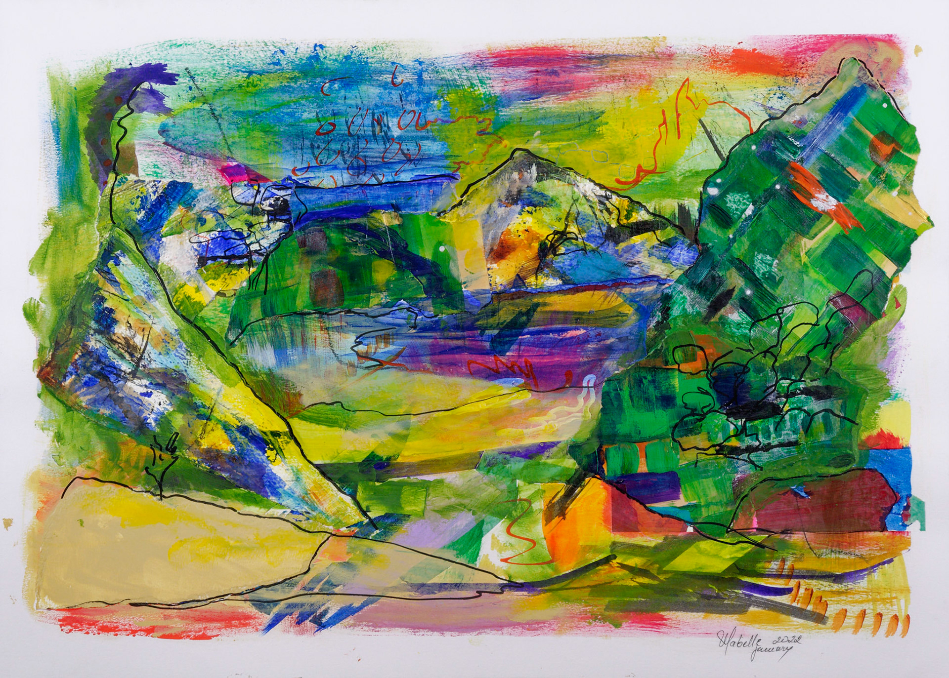 Untitled1352 2022 - Acrylic and Mixed Media on Mixed Media Paper 59 x 42cm (_DSC1352)
