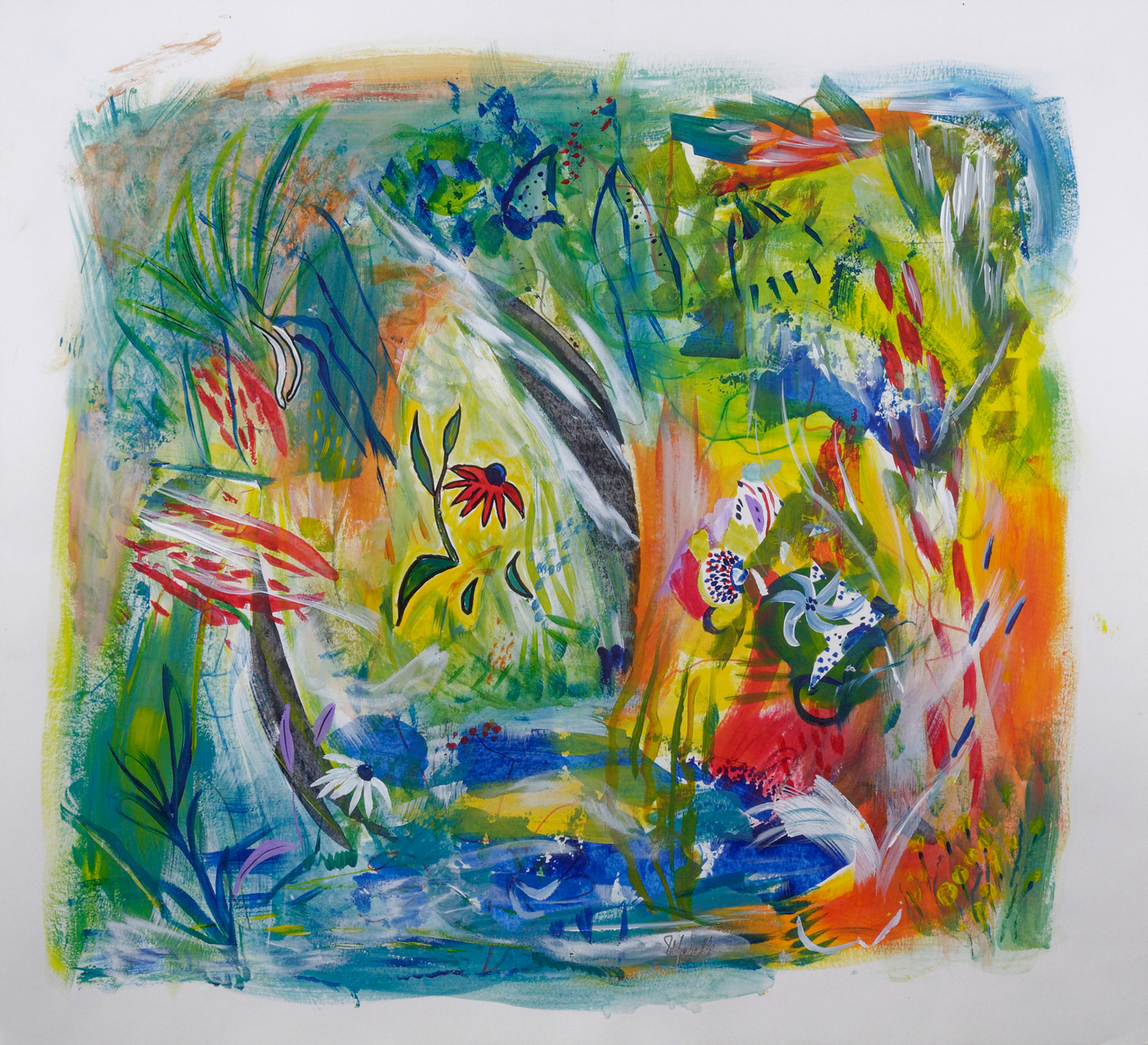 Garden 2022 - Acrylic and Colour Pencils on Mixed Media Paper 59 x 54cm (_DSC1334)