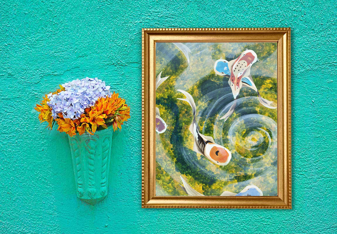 Painting embedded into the photo