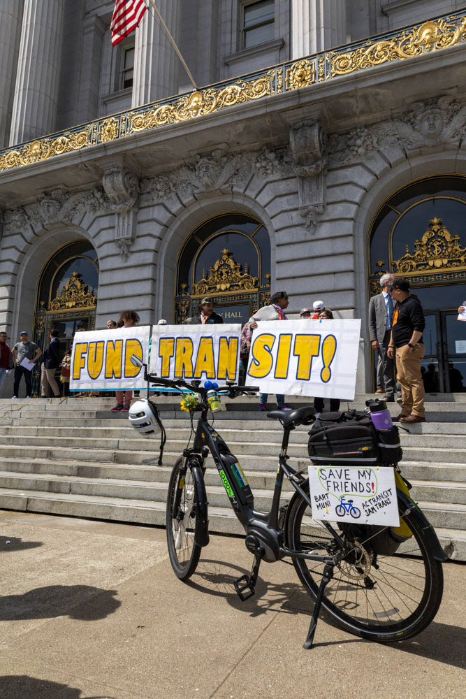 Rally for Transit Funding at San Francisco City Hall, April 18, 2023.