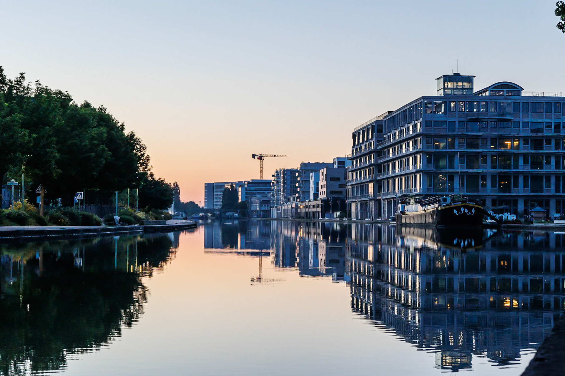 reflection on the Ourcq canal, near Paris
