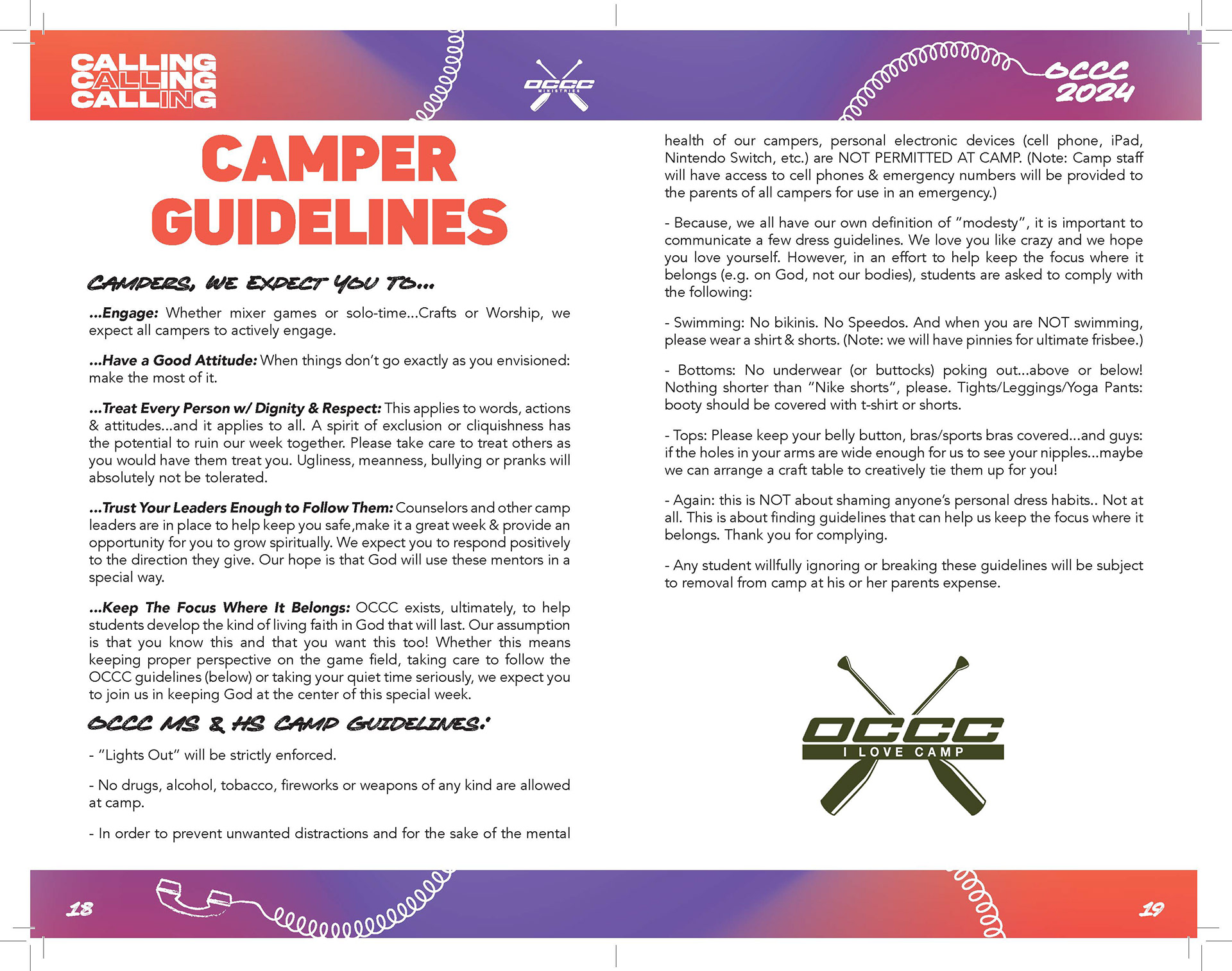 Camper guidelines page