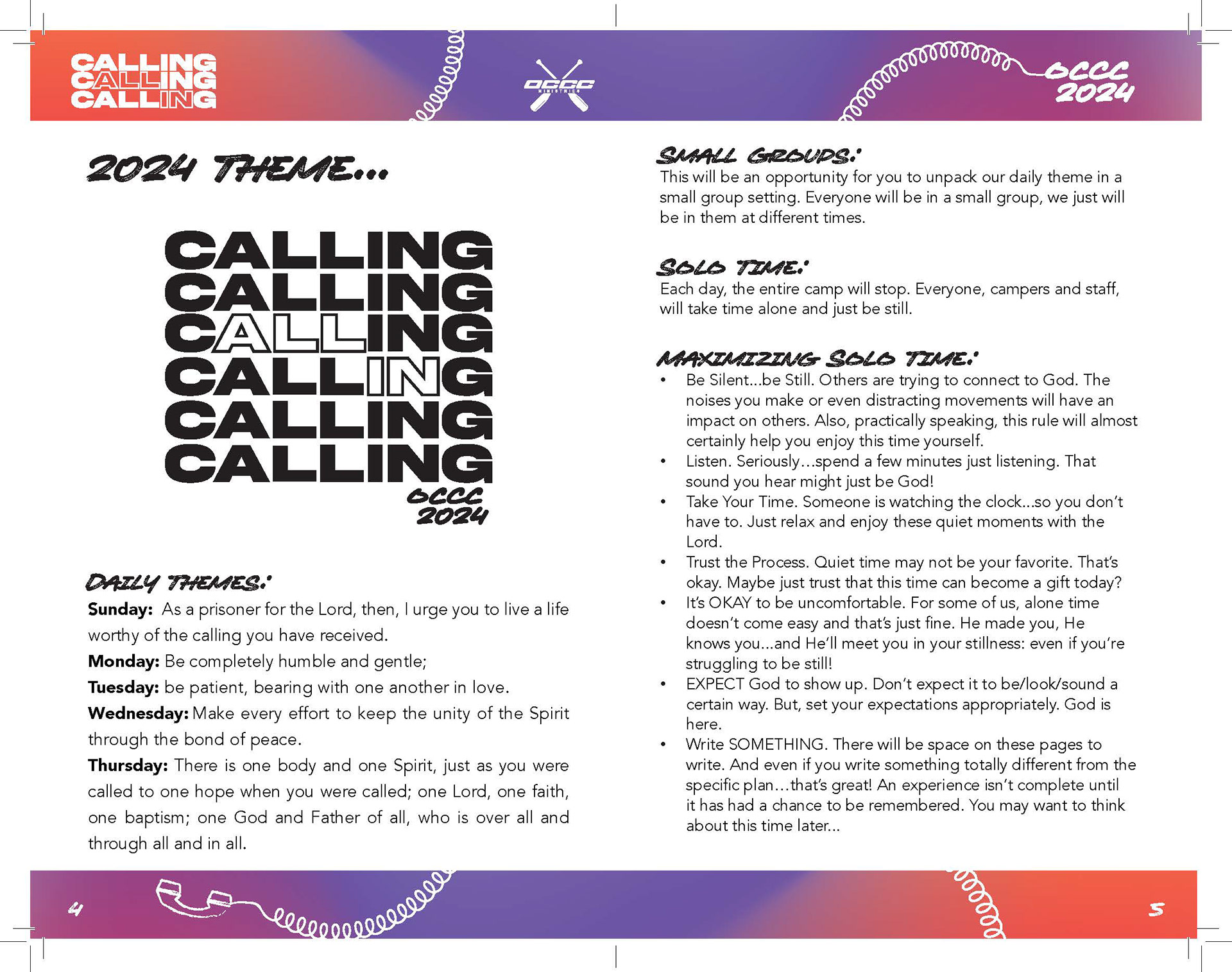 Example inside page of booklet