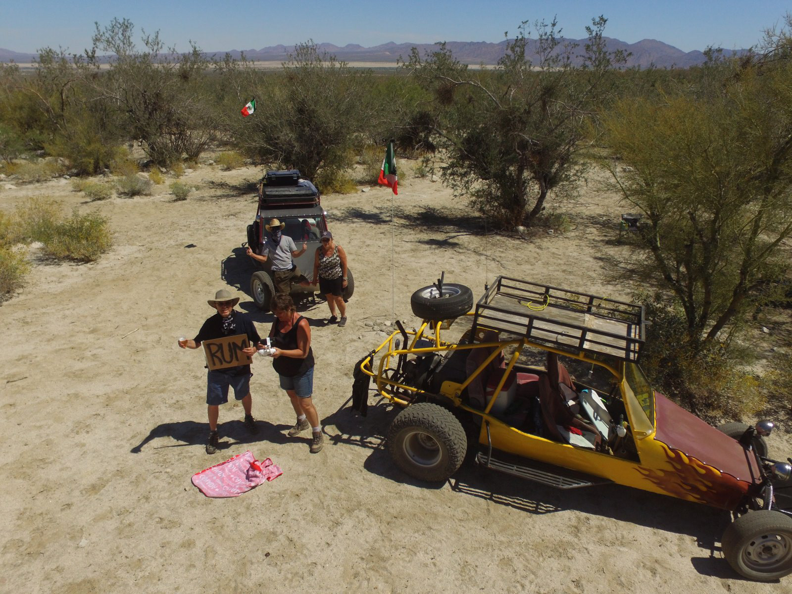 Drone shot during pit stop.