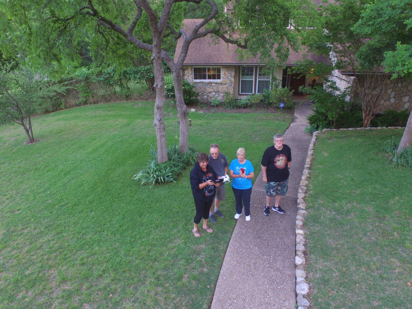 Drone shot. Woodway, Texas. Mary Dale, Mike, Marilyn & Dave.