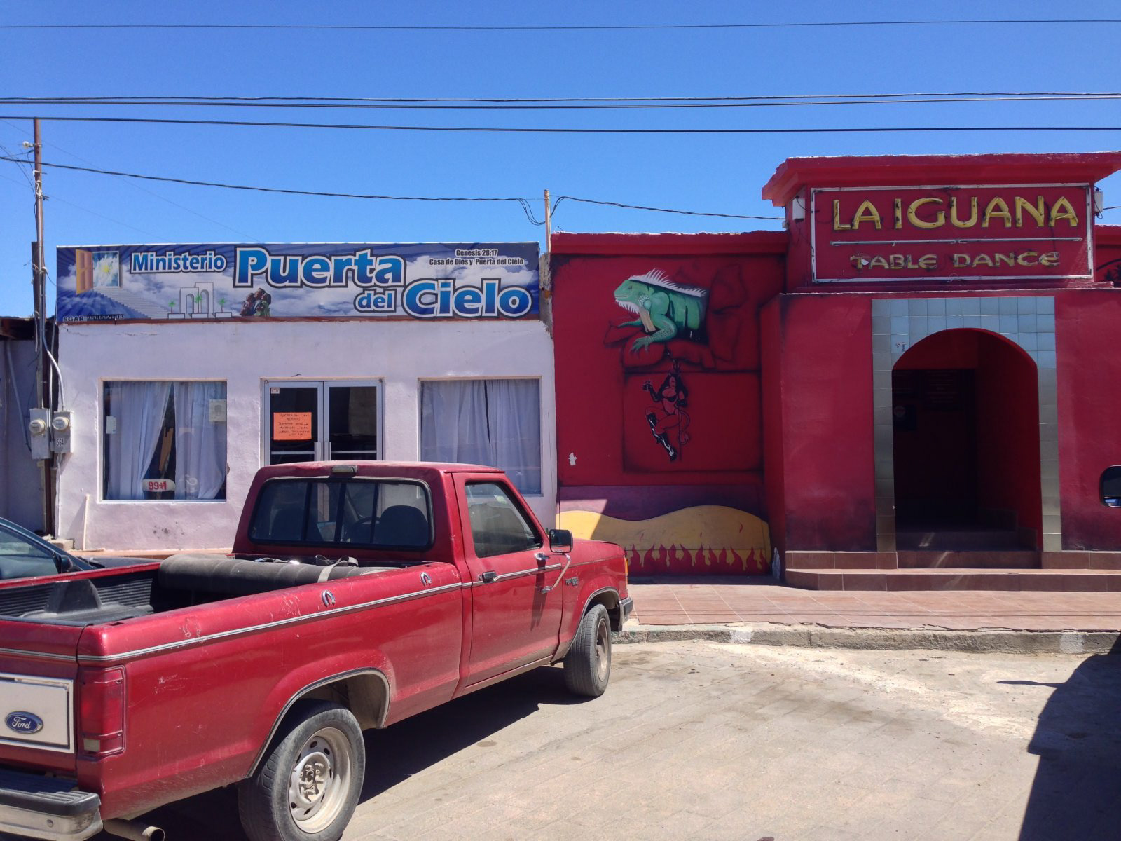 Ministry on the left, nightclub on the right. (San Felipe)