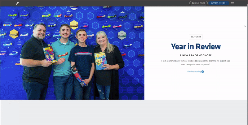 A GIF showing scrolls up-to-down and back up again of the entire 2021-2022 Year in Review page.