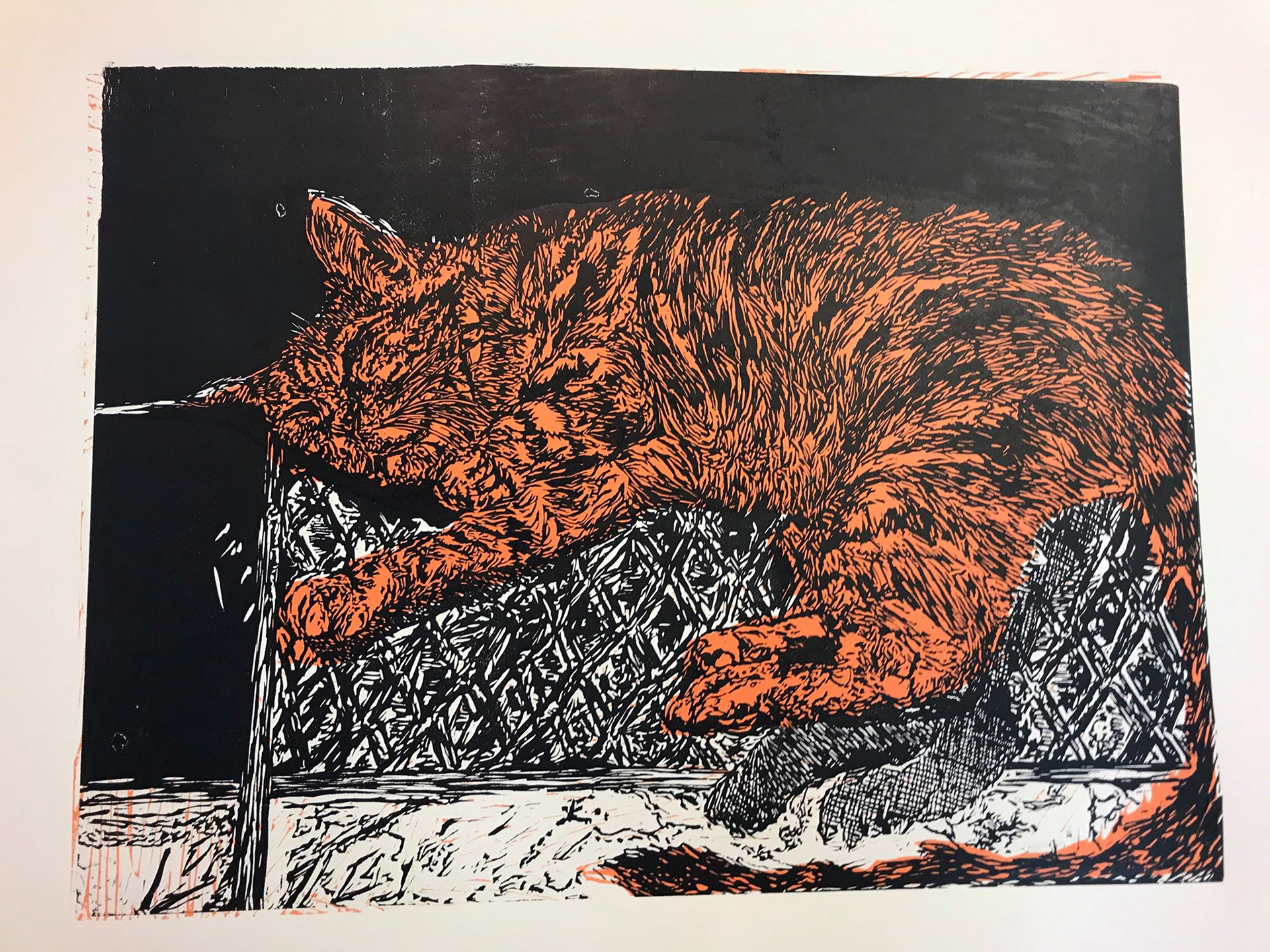 Fragolina Night, 2020, Multi-block Linocut.