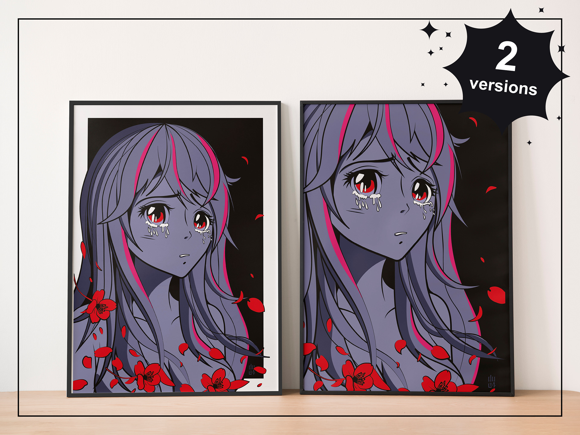 Digital Print Sad Manga Girl, Crying Anime Girl Aesthetic Poster, Manga Girl Digital Art, Sad Anime Girl Art Print, Anime Girl Wall Print, ⓒ 2023 Due4Design