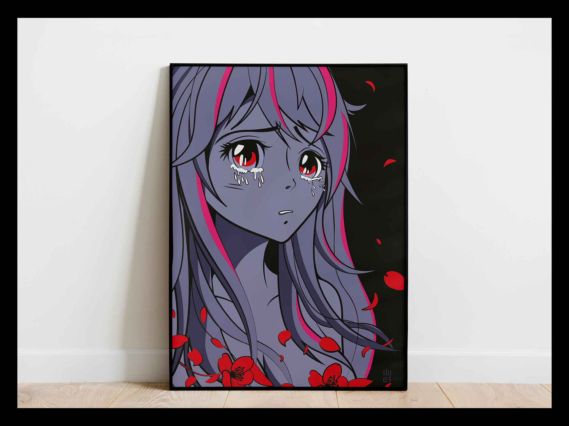Digital Print Sad Manga Girl, Crying Anime Girl Aesthetic Poster, Manga Girl Digital Art, Sad Anime Girl Art Print, Anime Girl Wall Print, ⓒ 2023 Due4Design