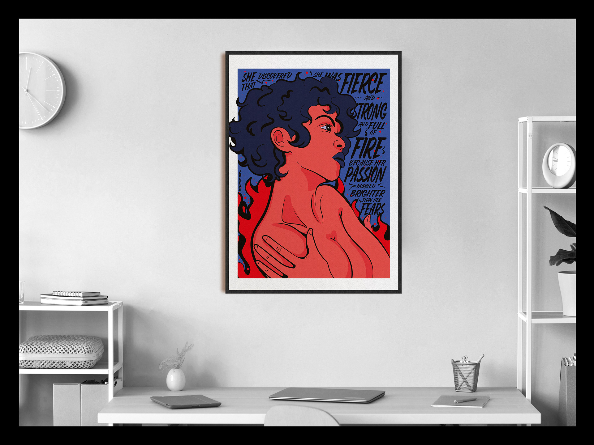 Digital Print Girl Power, Woman Empowerment Art Print, Pop Art Woman Poster, Comic Style Woman Portrait, Woman Portrait Art, ⓒ 2023 Due4Design