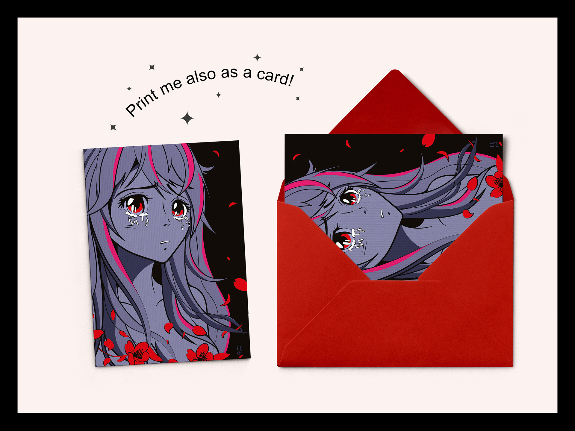 Digital Print Sad Manga Girl, Crying Anime Girl Aesthetic Poster, Manga Girl Digital Art, Sad Anime Girl Art Print, Anime Girl Wall Print, ⓒ 2023 Due4Design