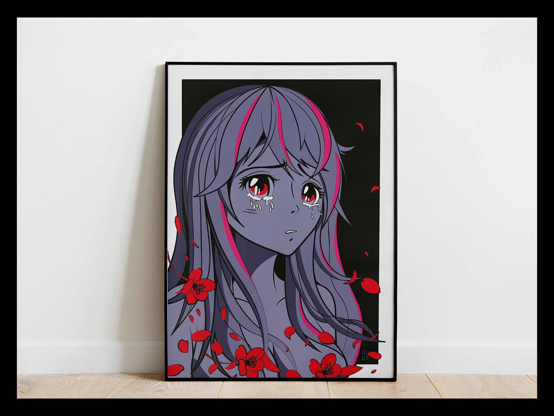 Digital Print Sad Manga Girl, Crying Anime Girl Aesthetic Poster, Manga Girl Digital Art, Sad Anime Girl Art Print, Anime Girl Wall Print, ⓒ 2023 Due4Design