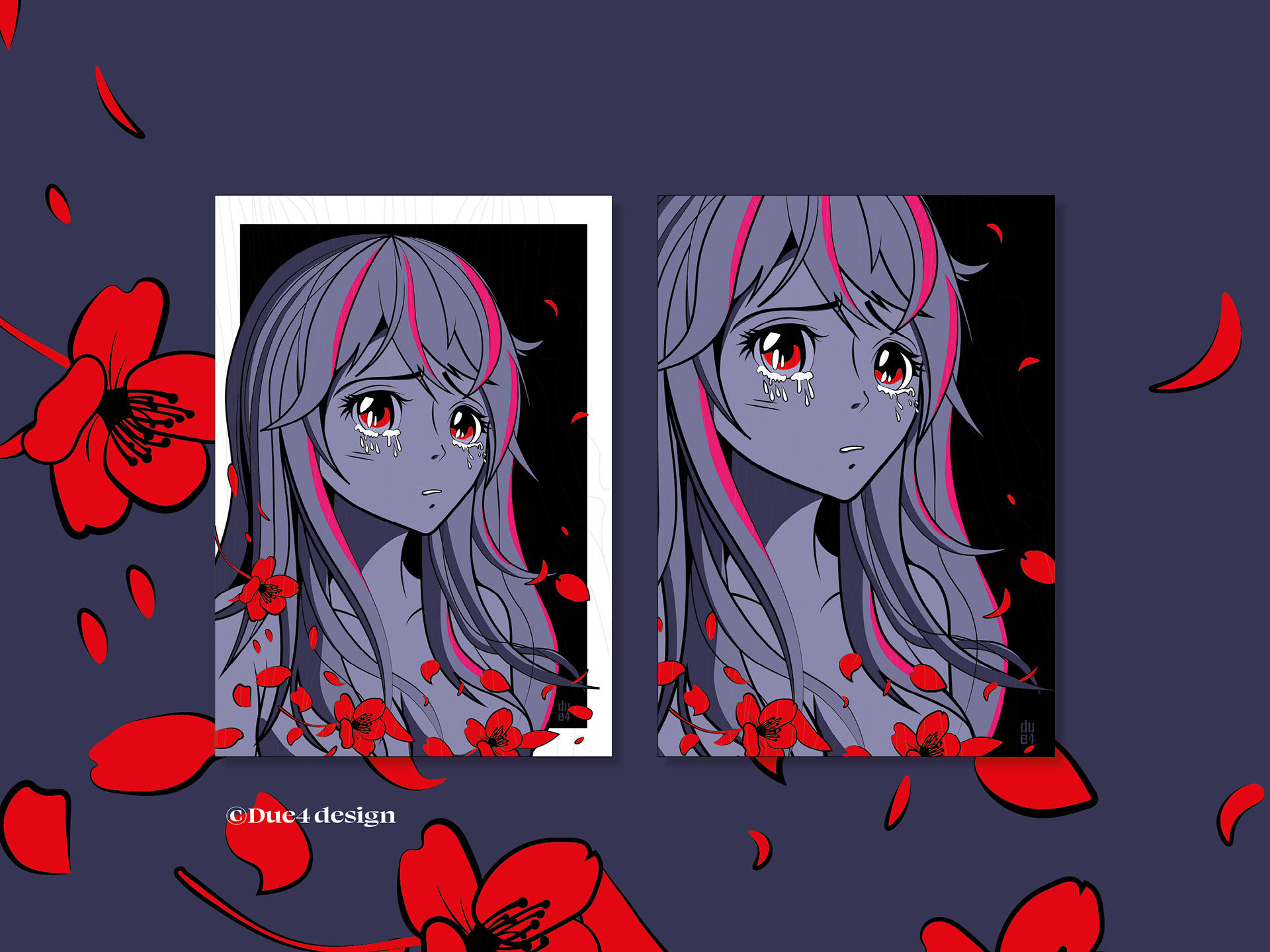 Digital Print Sad Manga Girl, Crying Anime Girl Aesthetic Poster, Manga Girl Digital Art, Sad Anime Girl Art Print, Anime Girl Wall Print, ⓒ 2023 Due4Design