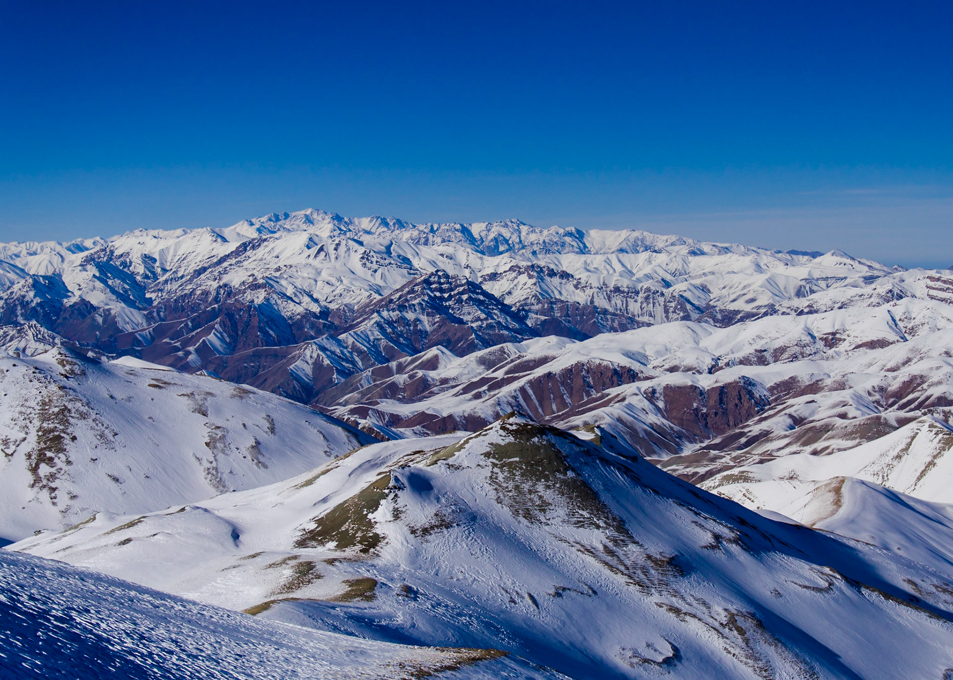 Northeast view to Central alborz Mountain range, Alam-kuh