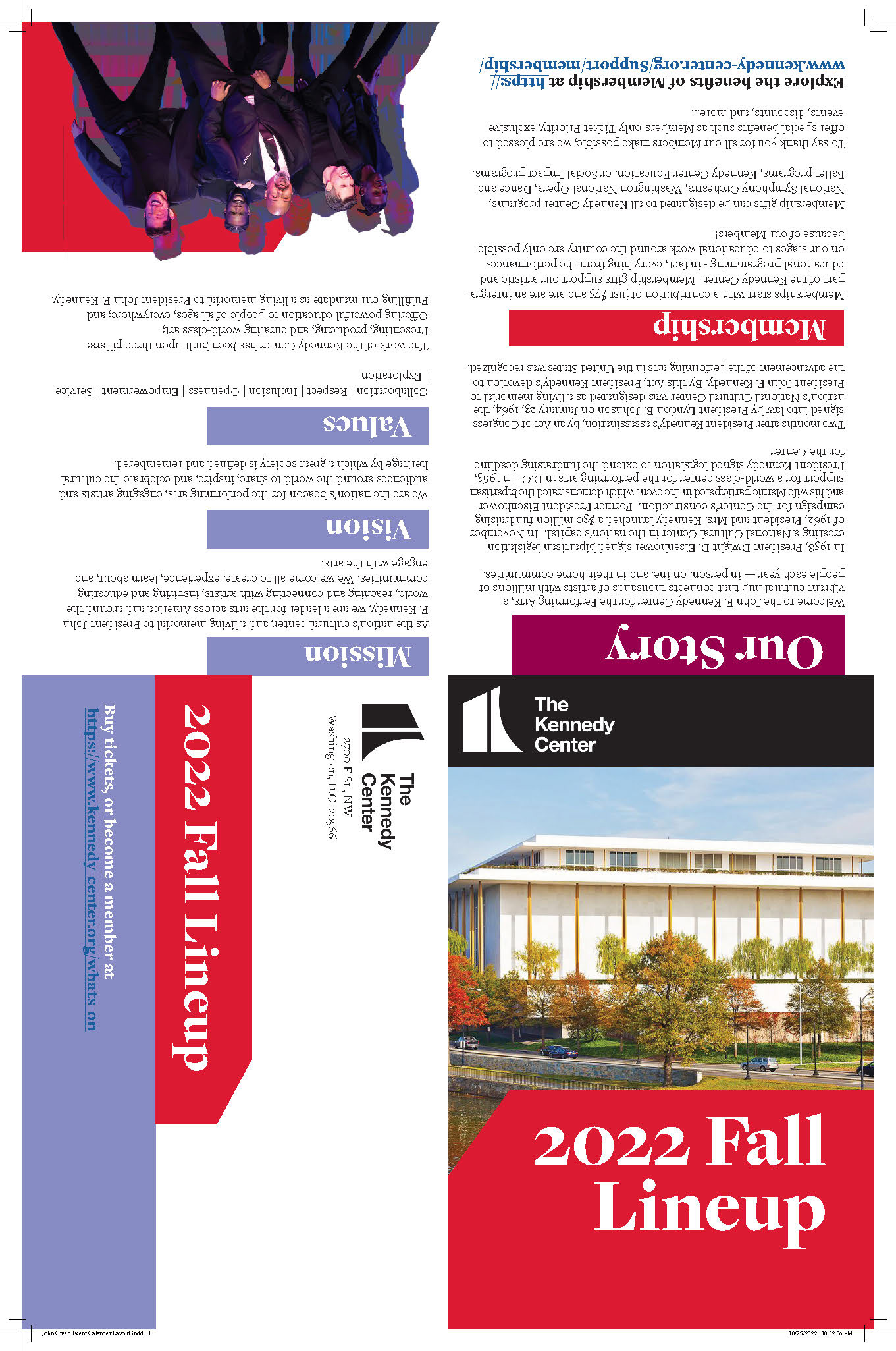 Front + Rear of Calendar, Our Story, and other information
