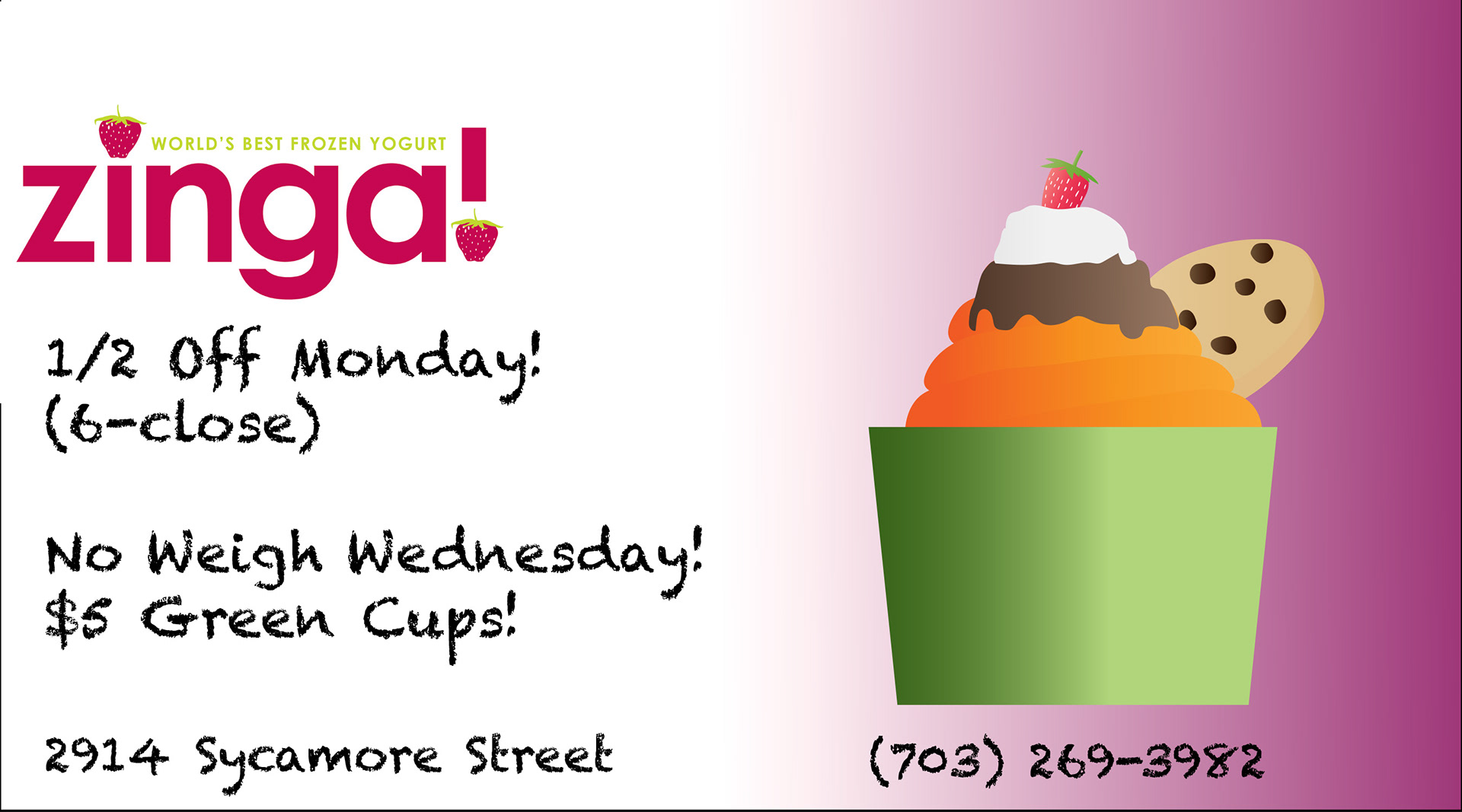 Zinga! Frozen Yogurt Ad (4.5 x 2.5 Inches)