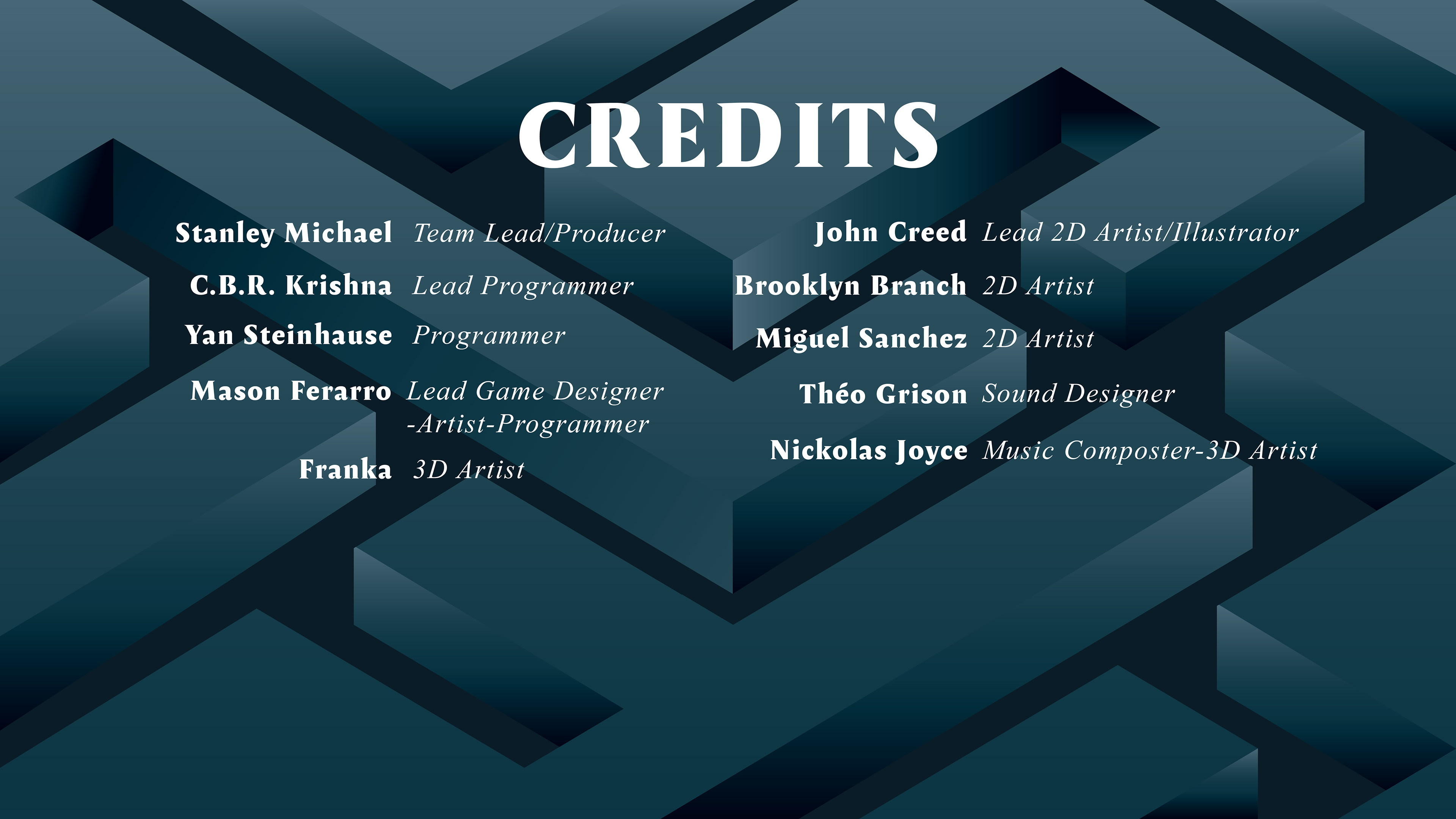 Team Credits Page