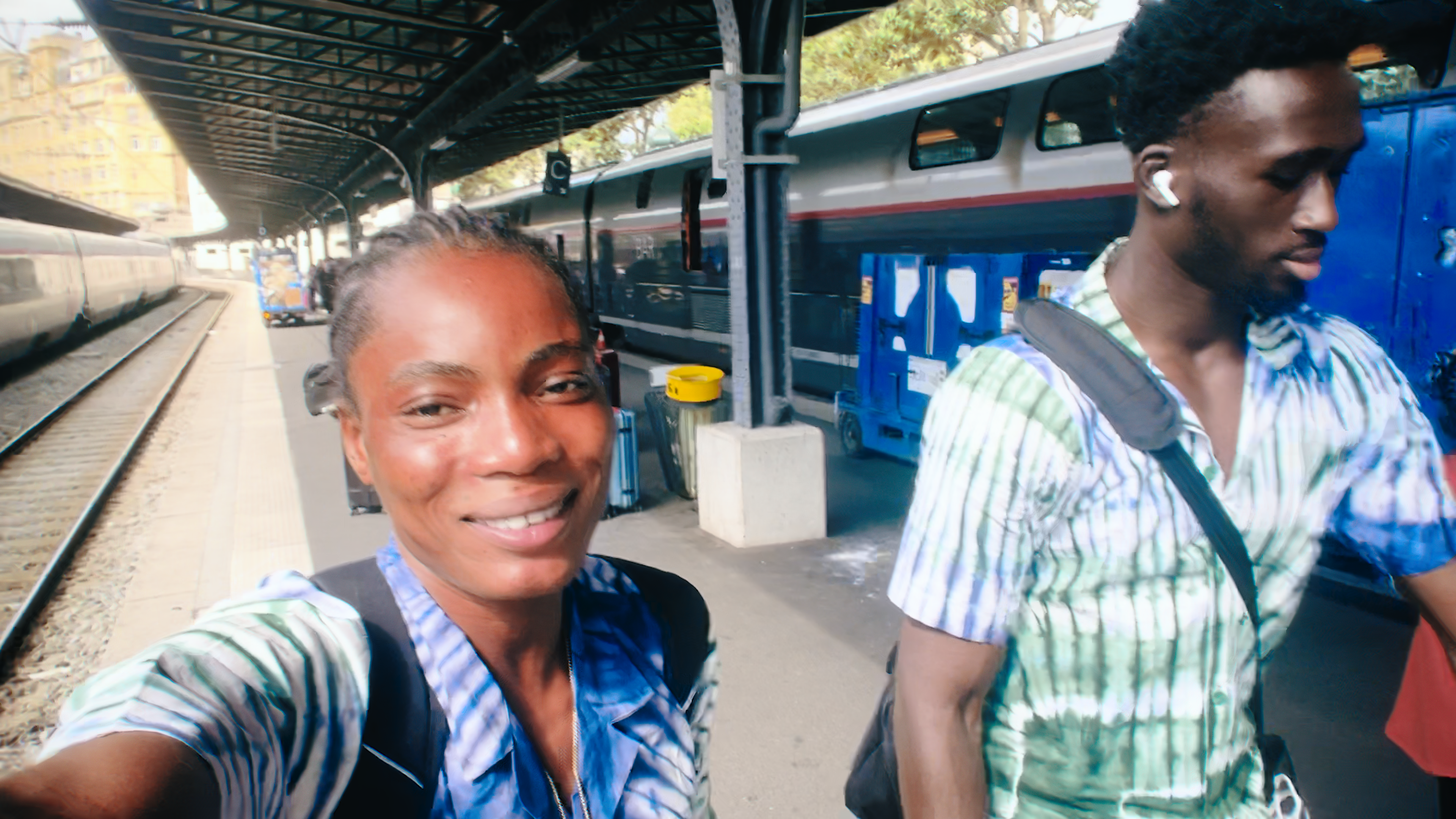Cynthia at team arrival in Paris for the Olympics
