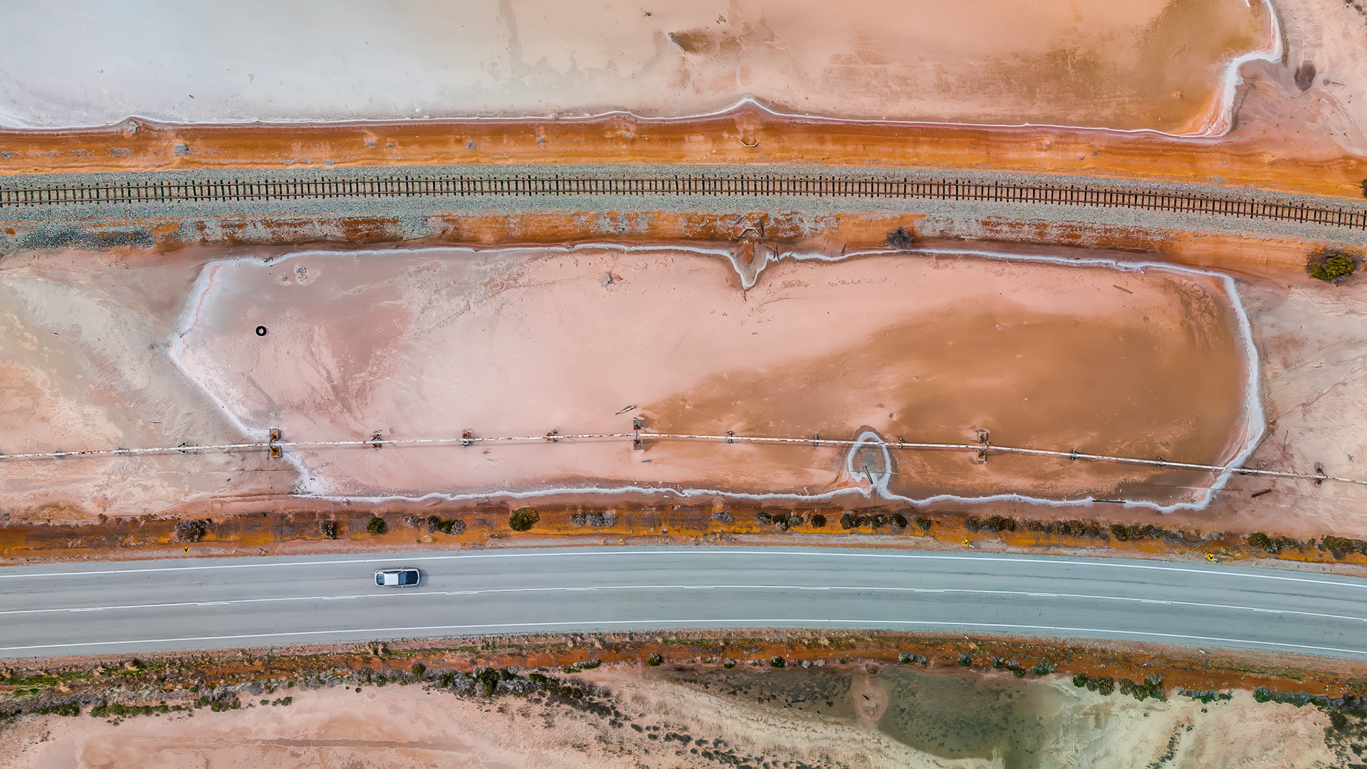 Salt Lake, Railway and Road, Western Australia