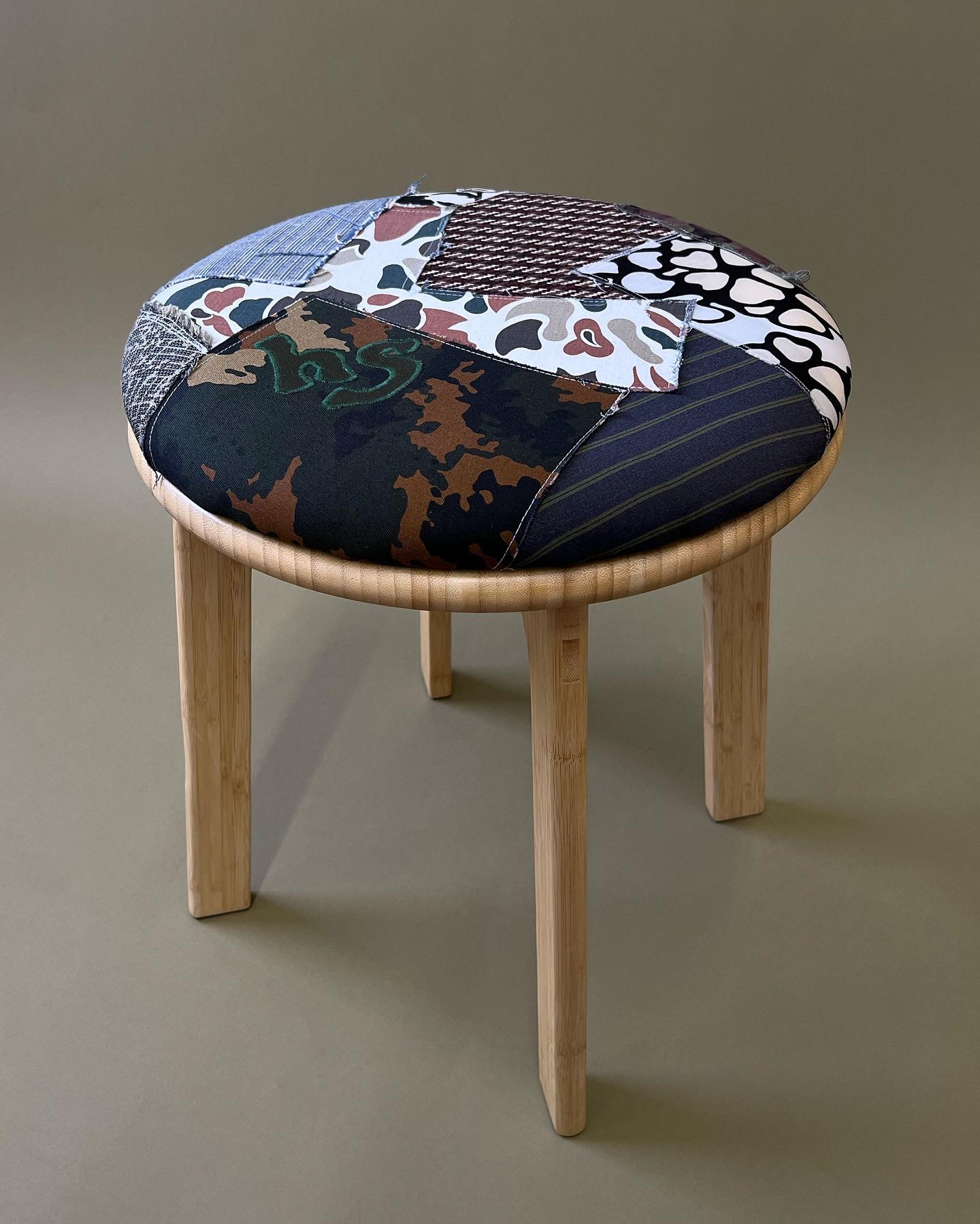 Multi-Pattern Patchwork Stool